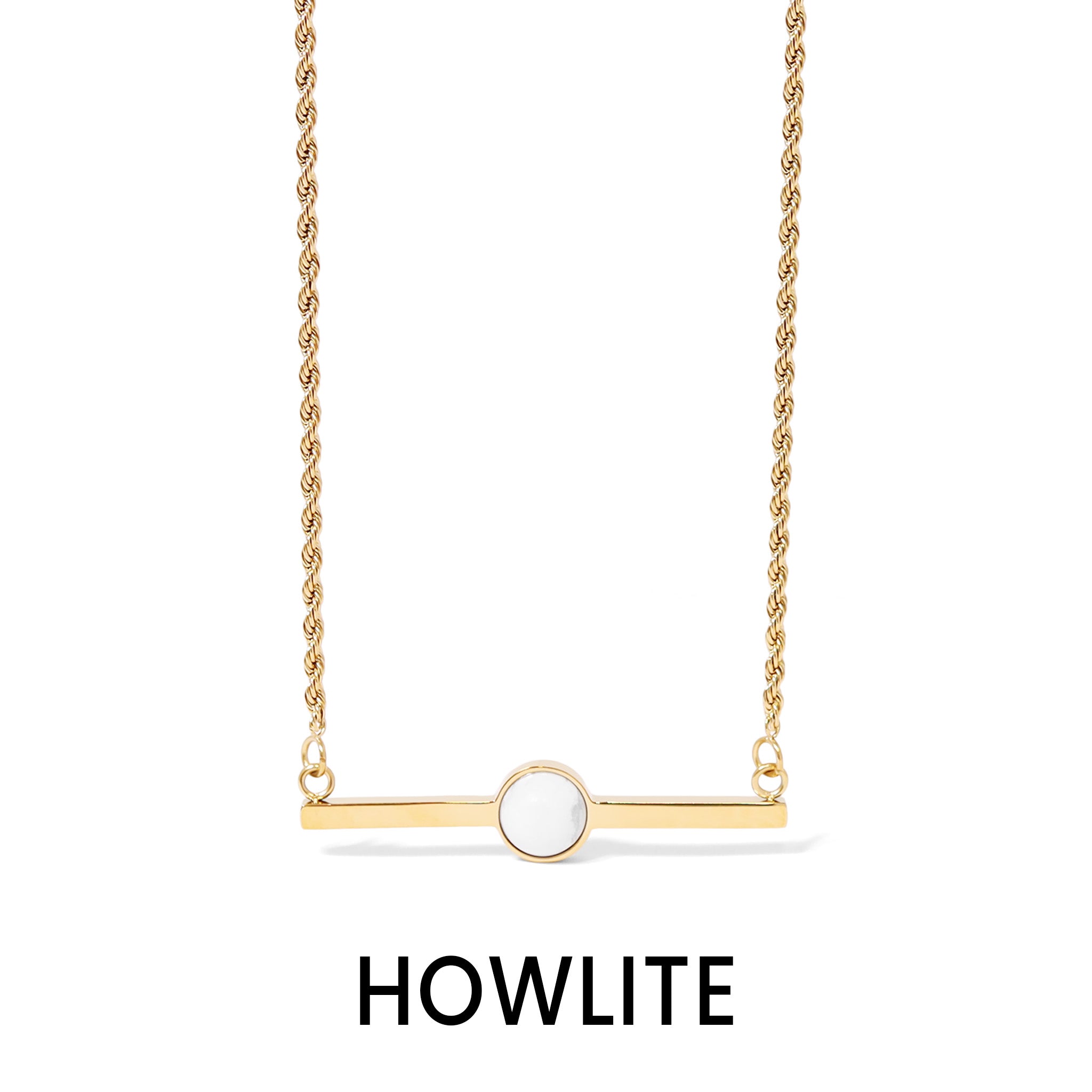 18K Gold PVD Stainless Steel Semi Precious Natural Stone Bar Necklace / CHN9965、mySite、dreamappss