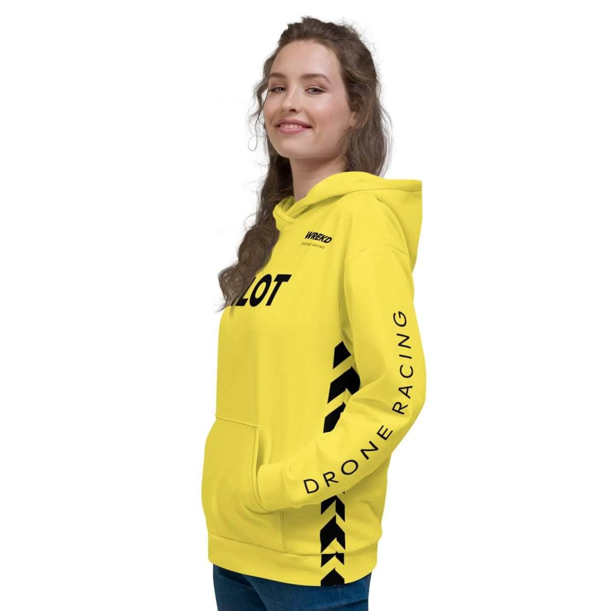  WREKD Drone Racing Unisex Hoodie - Yellow、mySite、merchandisen