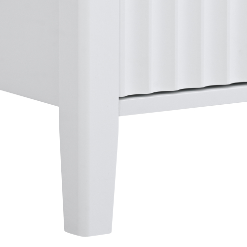 U_Style 63.1''Modern 4-Vertical Wavy Slatted Doors Sideboard,Storage Cabinet With Elegant Design, Solid Wood Legs with Painted,Metal Handles,for Dining Room,Living Room, Kitchen, or Entryway(Black)、、casual