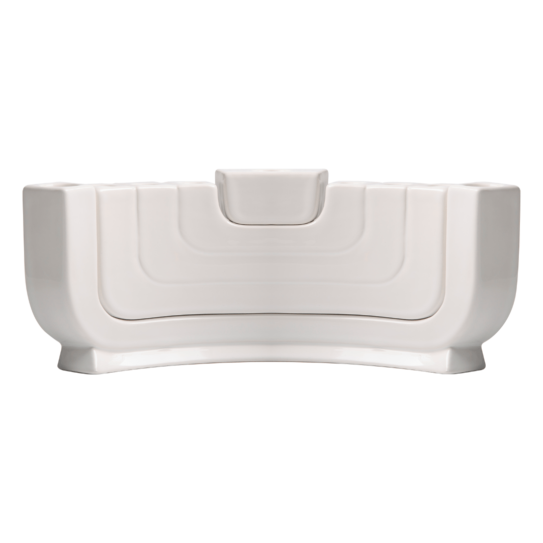 Menokiah Lux Menorah/Shabbat Candlesticks by Mi Polin - White、mySite、topwebapps