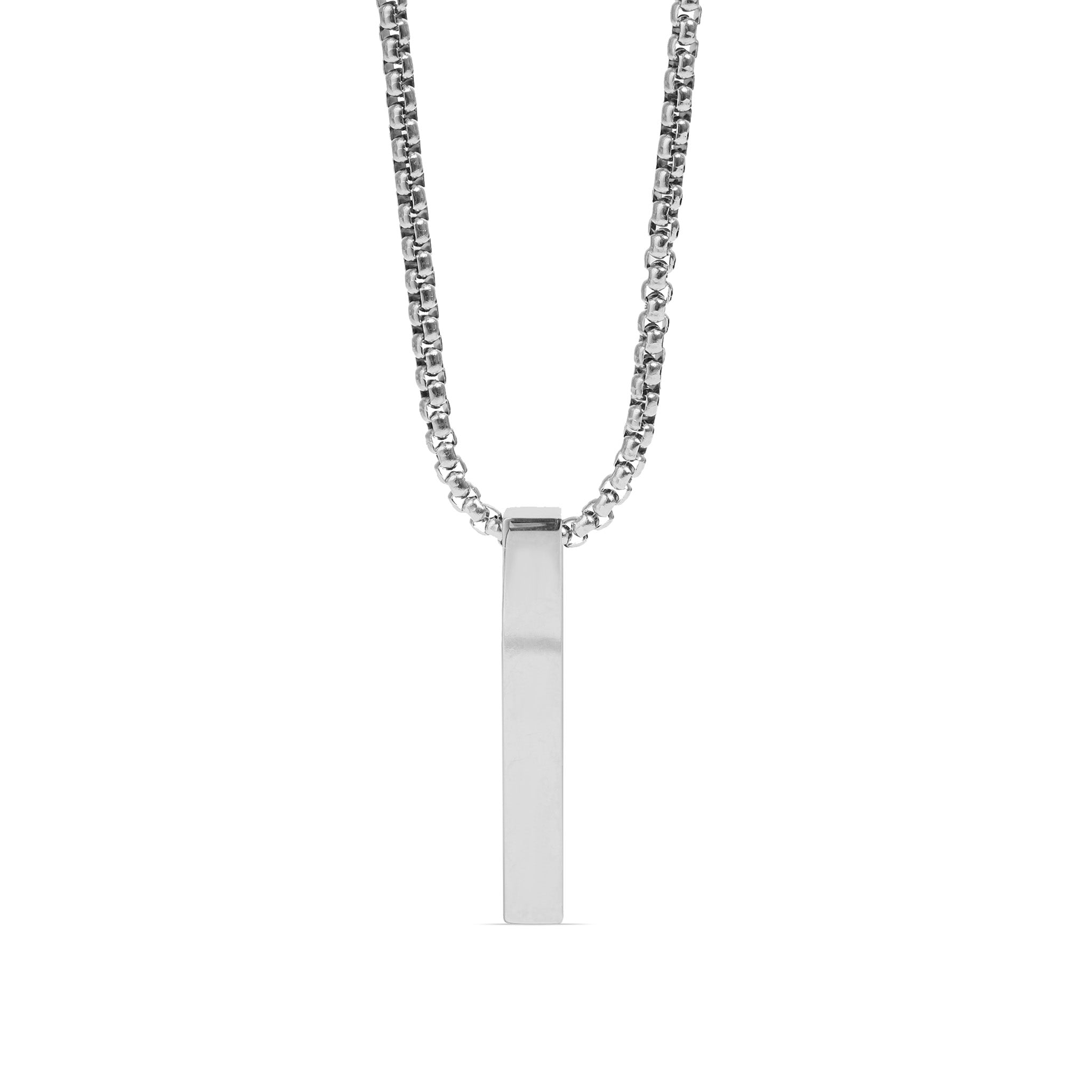 18K Gold PVD Stainless Steel Box Chain 4 Sided Vertical Blank Bar Necklace / SBB0294、mySite、dreamappss