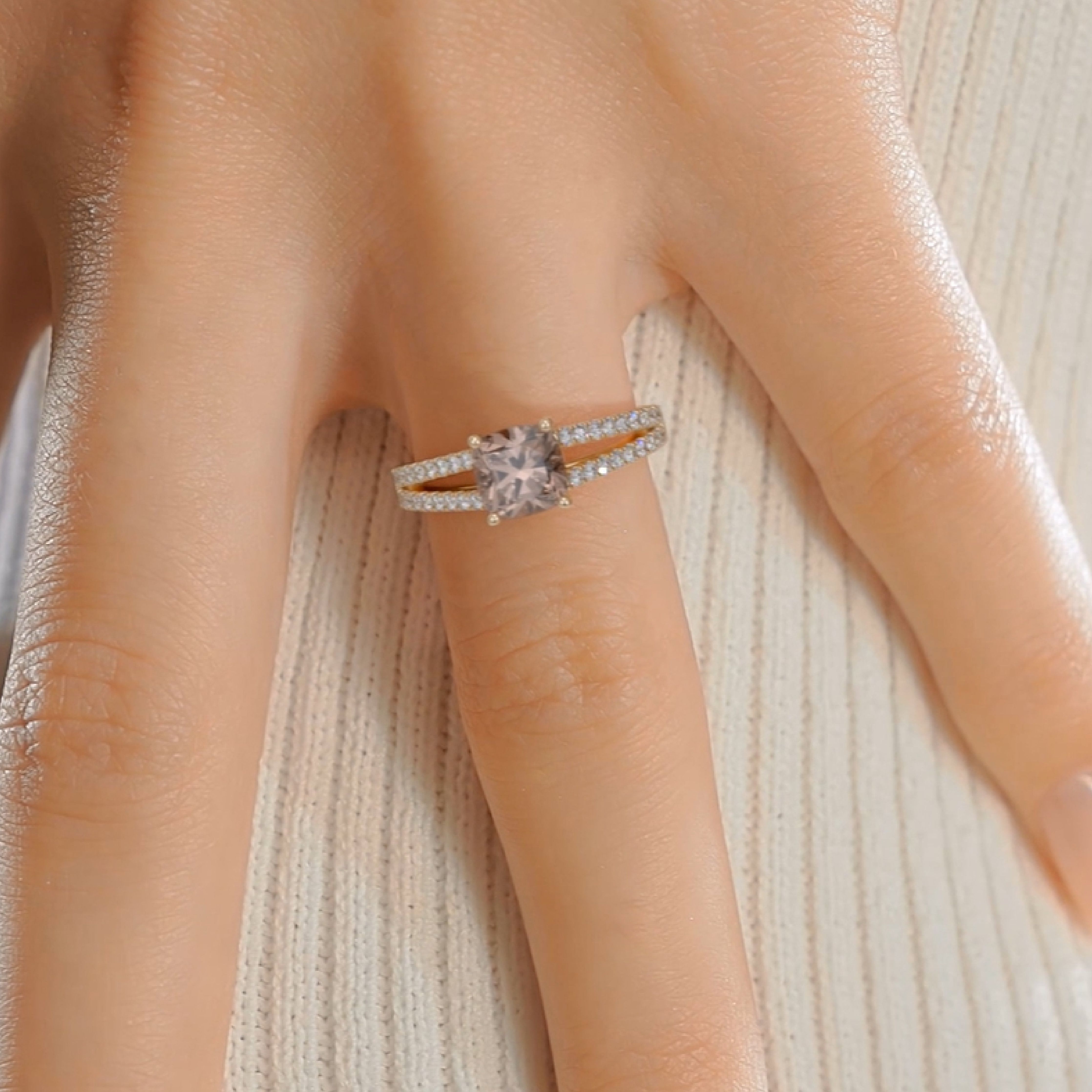 Sadie Champagne Gemstone & Diamonds Ring (2 Carat) -14K Rose Gold、mySite、hinf8tx79