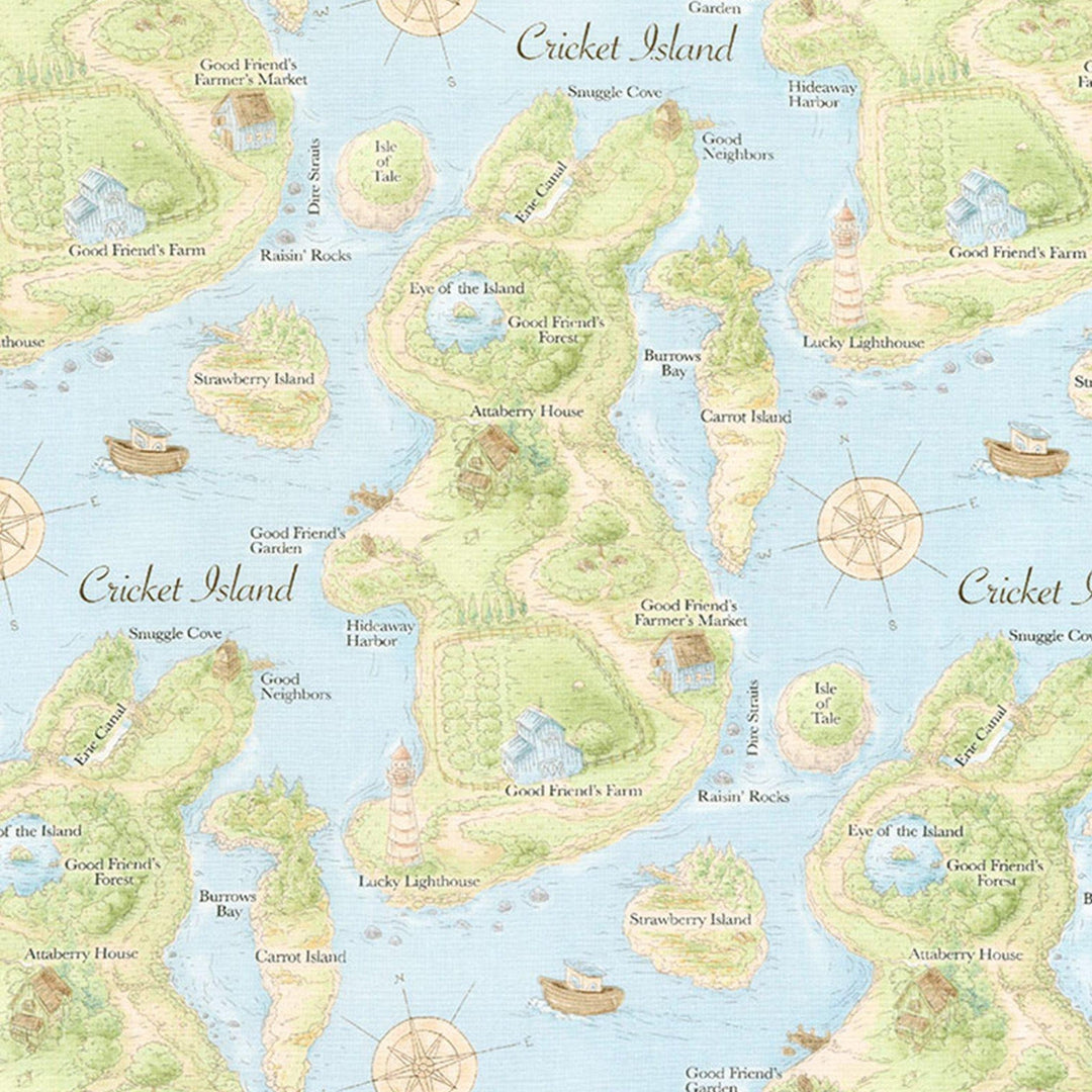 RETIRED - Fabric - Good Friends Cricket Island Map - 1/4 yard、mySite、g9winljtr