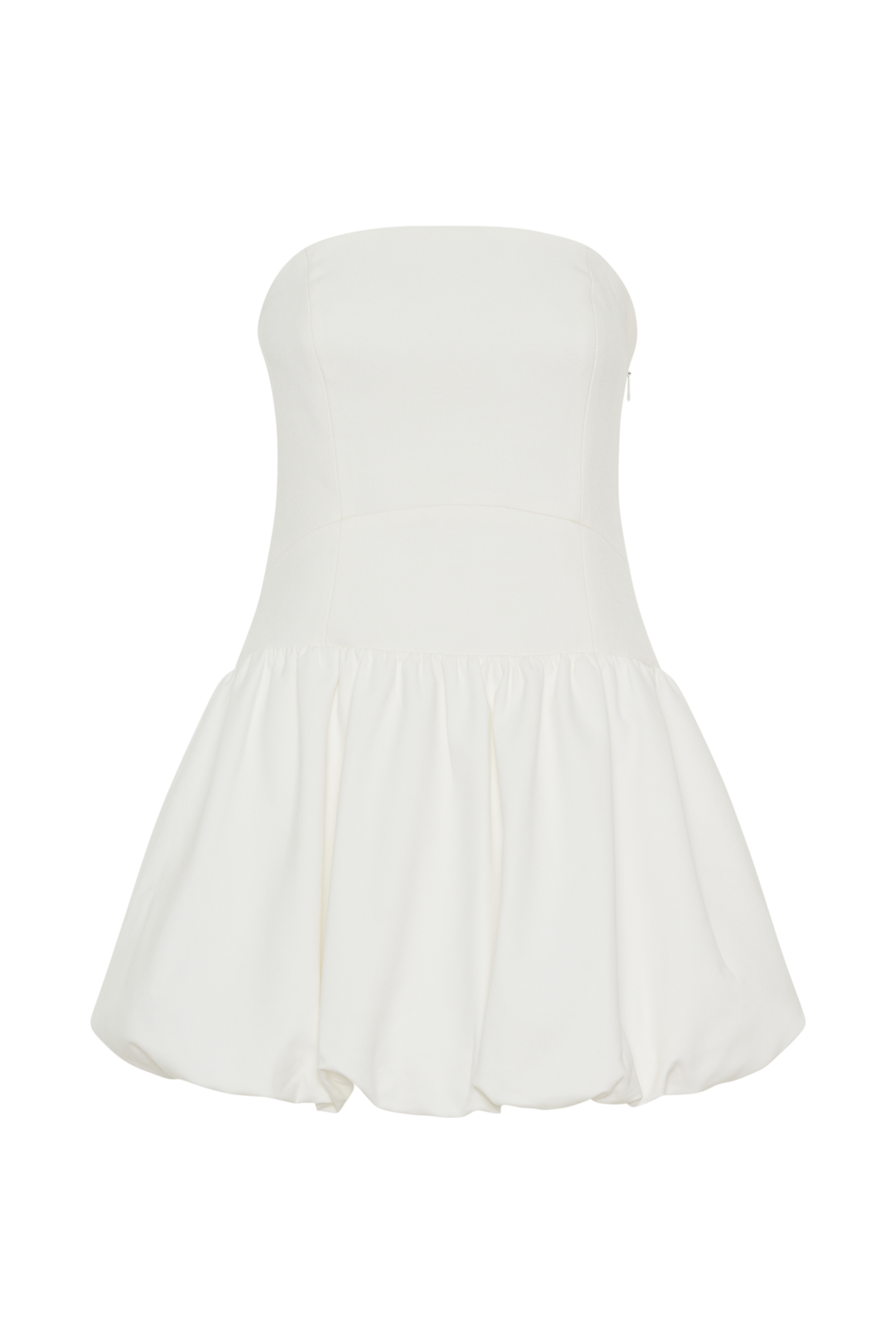 Clementina Strapless Bubble Mini Dress - White、mySite、solidvoid