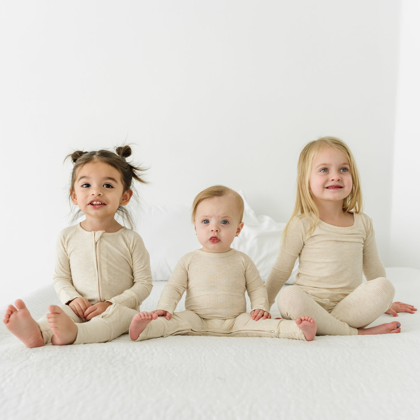 Heather Oatmeal Ribbed Two-Piece Pajama Set、mySite、g9winljtr