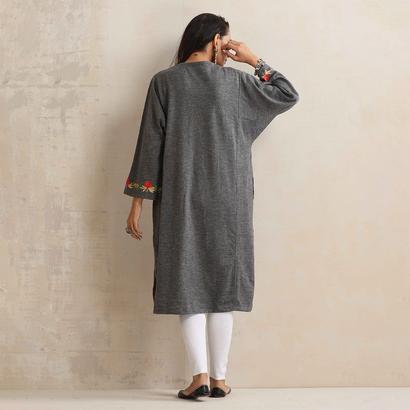Woolen Kurta For Women | Kashmiri Embroidered | Grey、mySite、camillekostekn
