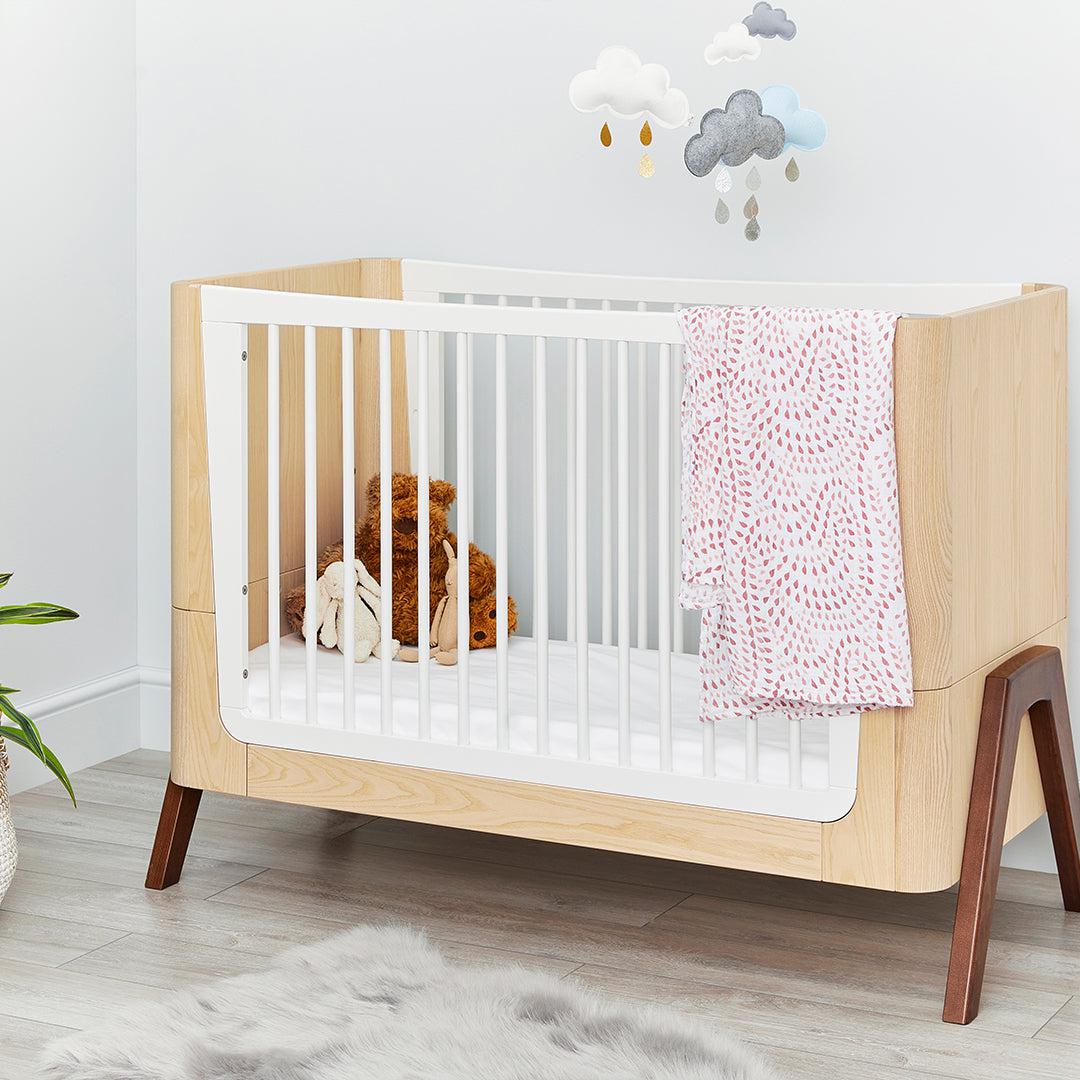  Gaia Baby Hera Cot Bed + Bedside Crib Two Piece Bundle - Natural + Walnut、mySite、merchandisen