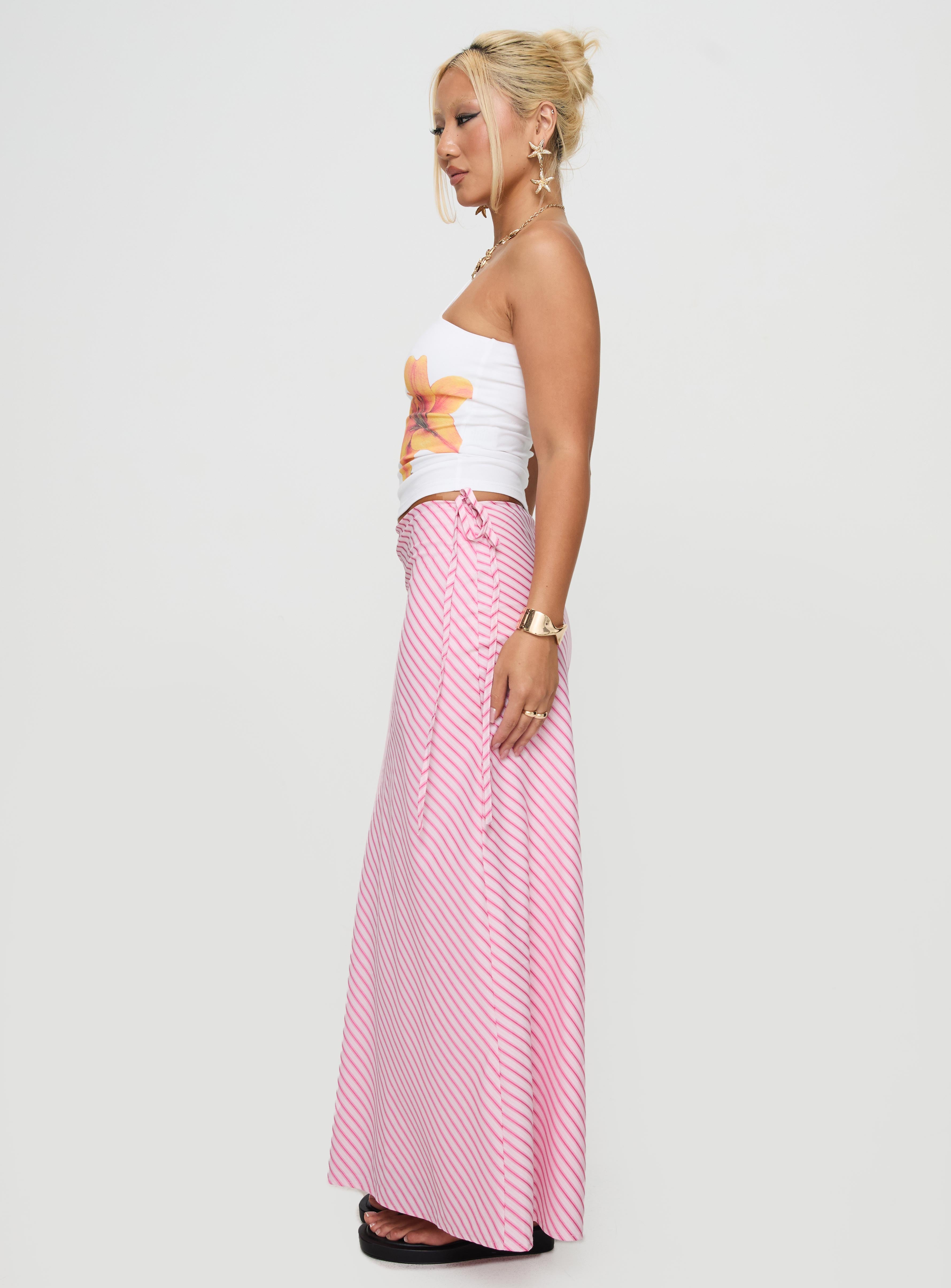 Fluttering Maxi Skirt Pink Stripe、mySite、solidvoid