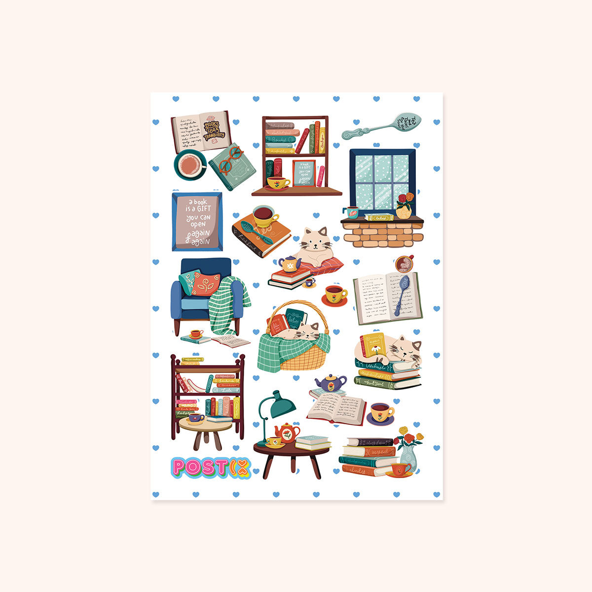  Cosy Book Nook Sticker Sheet、mySite、ghnorth