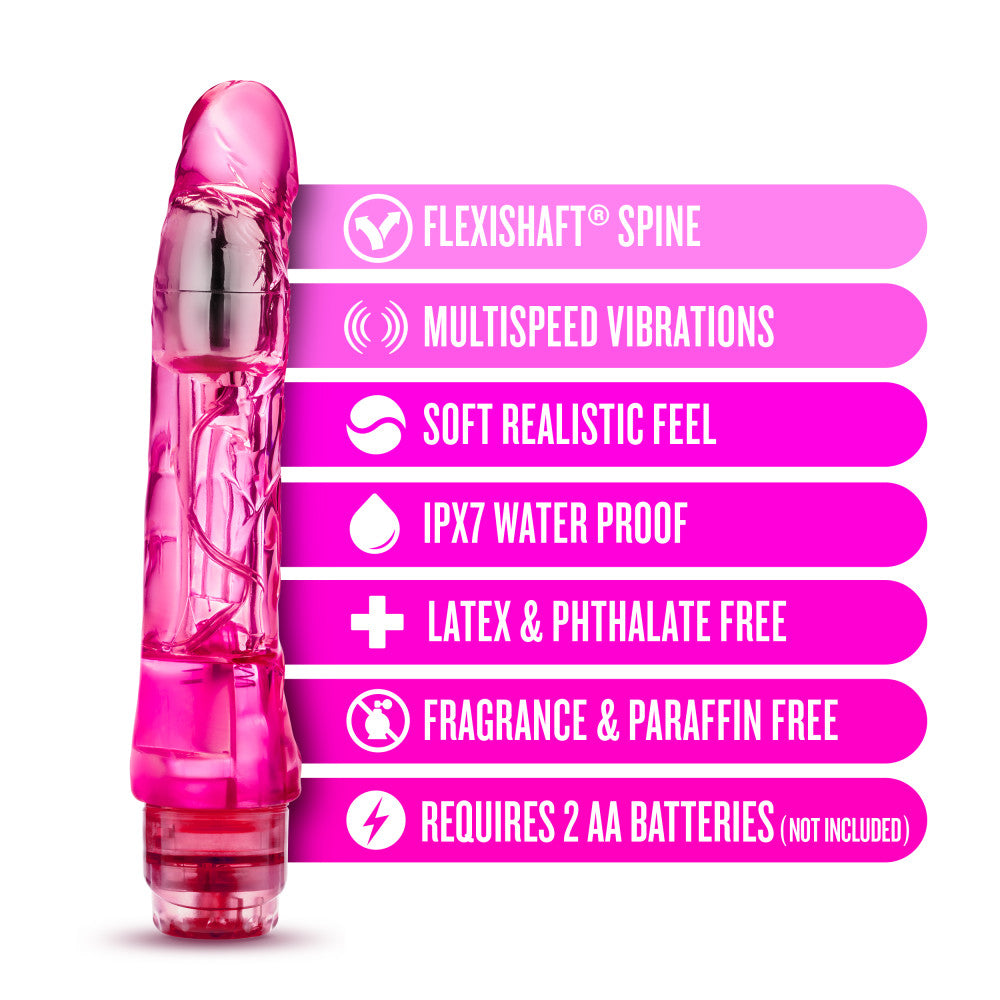 Naturally Yours By Blush® | Mambo Vibe Realistic Curved Pink 9-Inch Long Vibrating Dildo、mySite、bottomscart