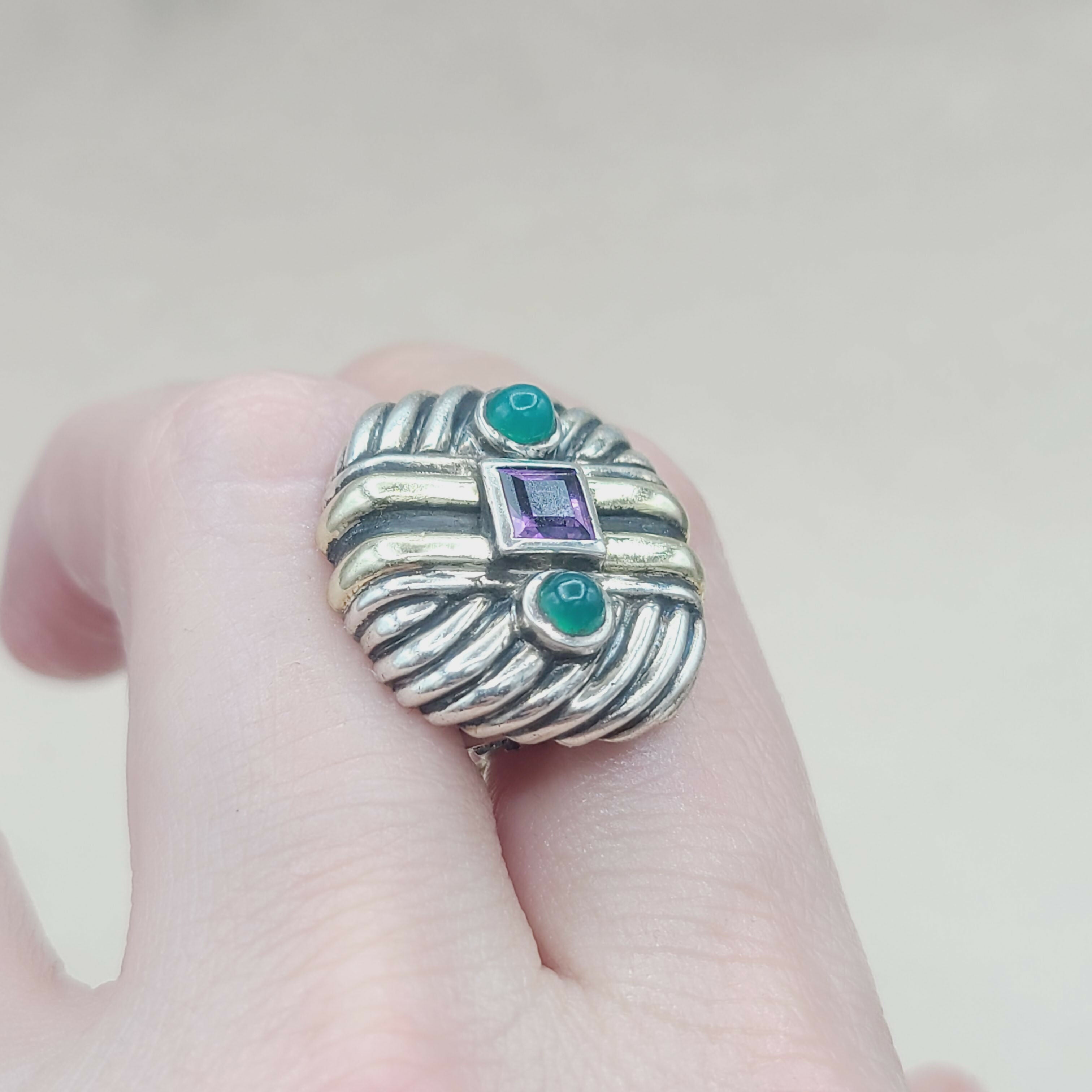 David Yurman Renaissance Earrings 鈥?Amethyst & Green Onyx、mySite、hinf8tx79