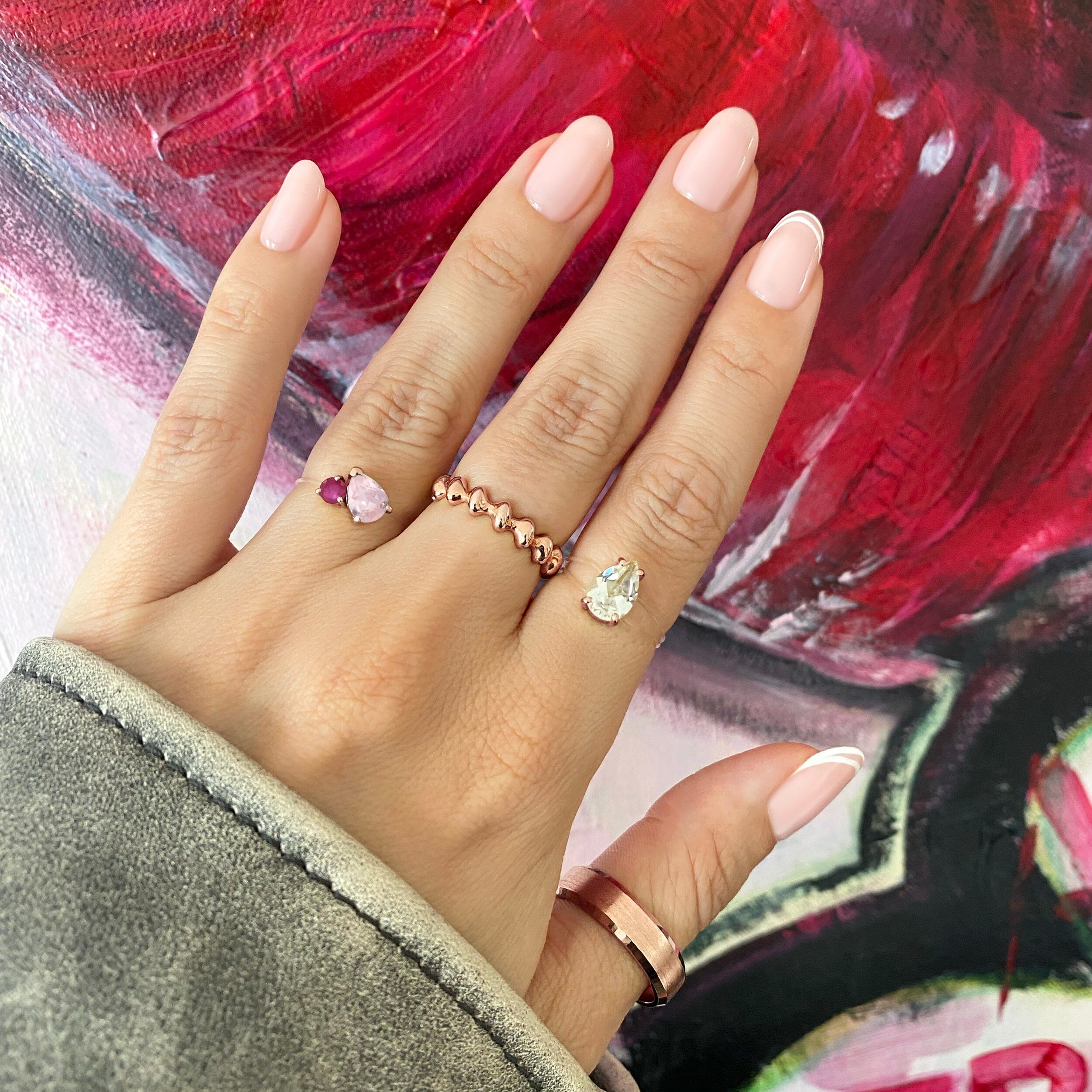 White Topaz Ring Floating Sway - April Birthstone、mySite、hinf8tx79