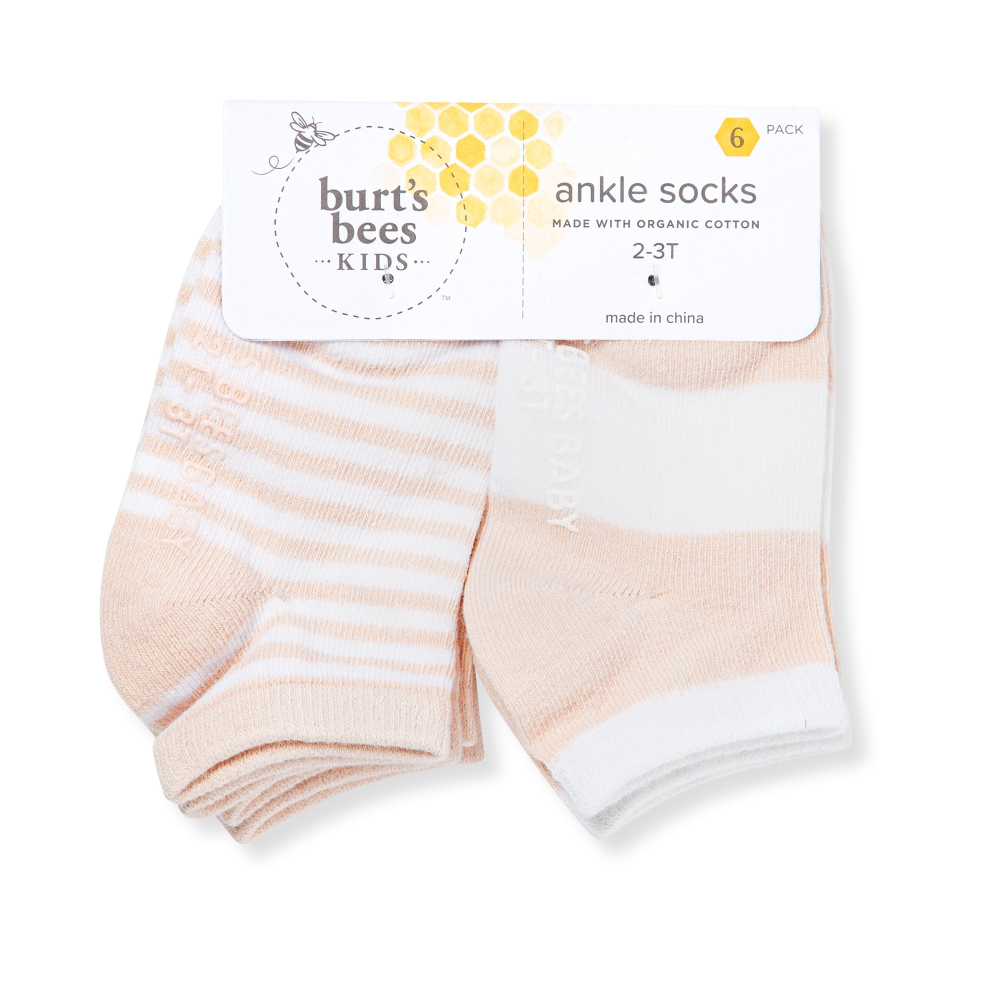 Solid & Stripes Organic Cotton Baby Ankle Socks 6 Pack - Ranunculus、mySite、g9winljtr