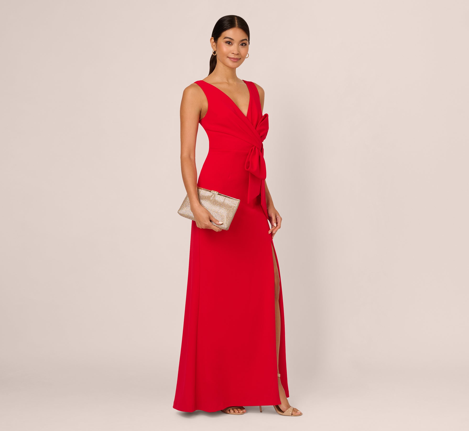 Bow Front Crepe Gown In Super Red、mySite、solidvoid