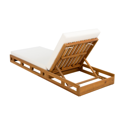 LOUNGE CHAISE SET, ACACIA WOOD WITH WATER-RESISTANT LOUNGE CUSHIONS (CREAM & 4 INCH THICK) - MATCHING DARK GREY VERSION AVAILABLE、、eastwooduniform