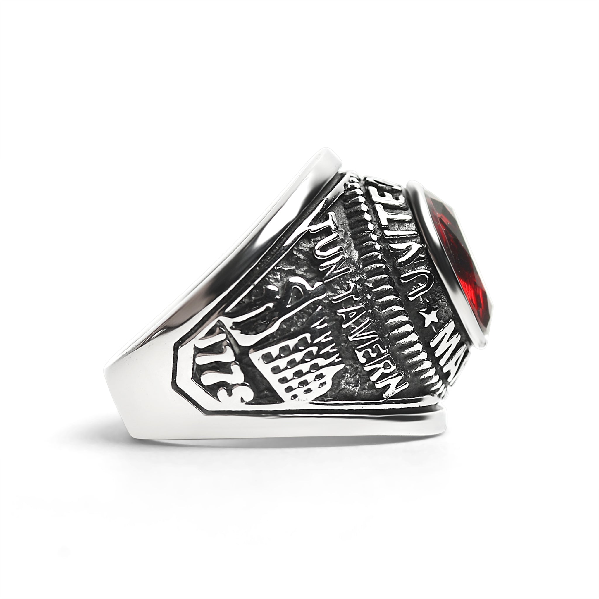 Stainless Steel United States Marine Corp Military Men's Ring with Red Stone / MCR4046、mySite、dreamappss