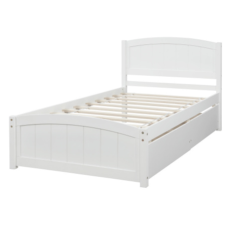 Twin size Platform Bed with Two Drawers, White、、casual