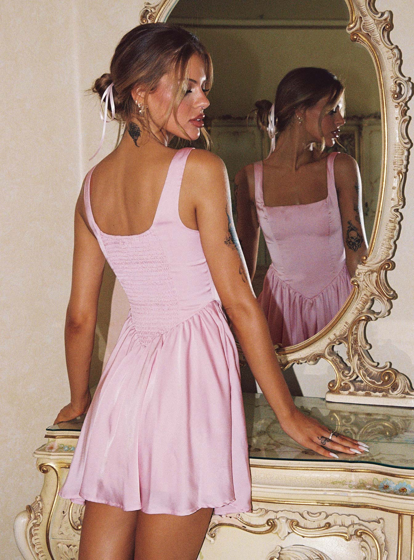 Straplie Mini Dress Pink、mySite、solidvoid