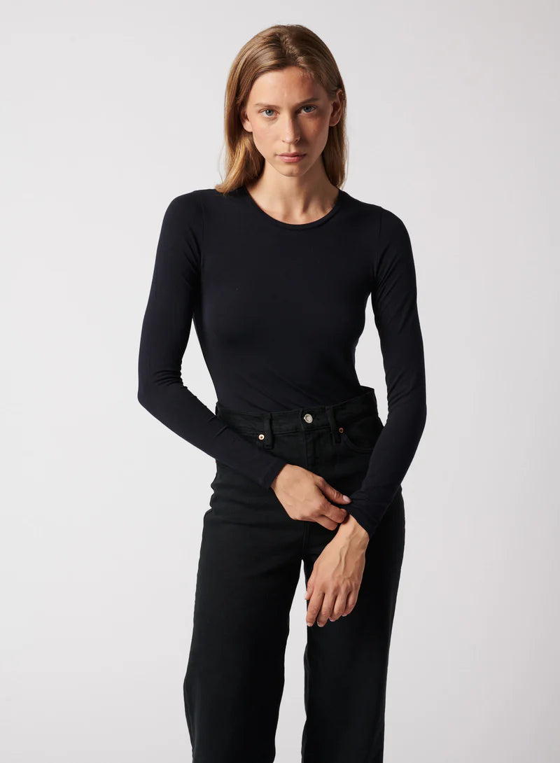 Majestic Filatures Soft Touch Long Sleeve Crewneck T-Shirt, Marine、mySite、noshort