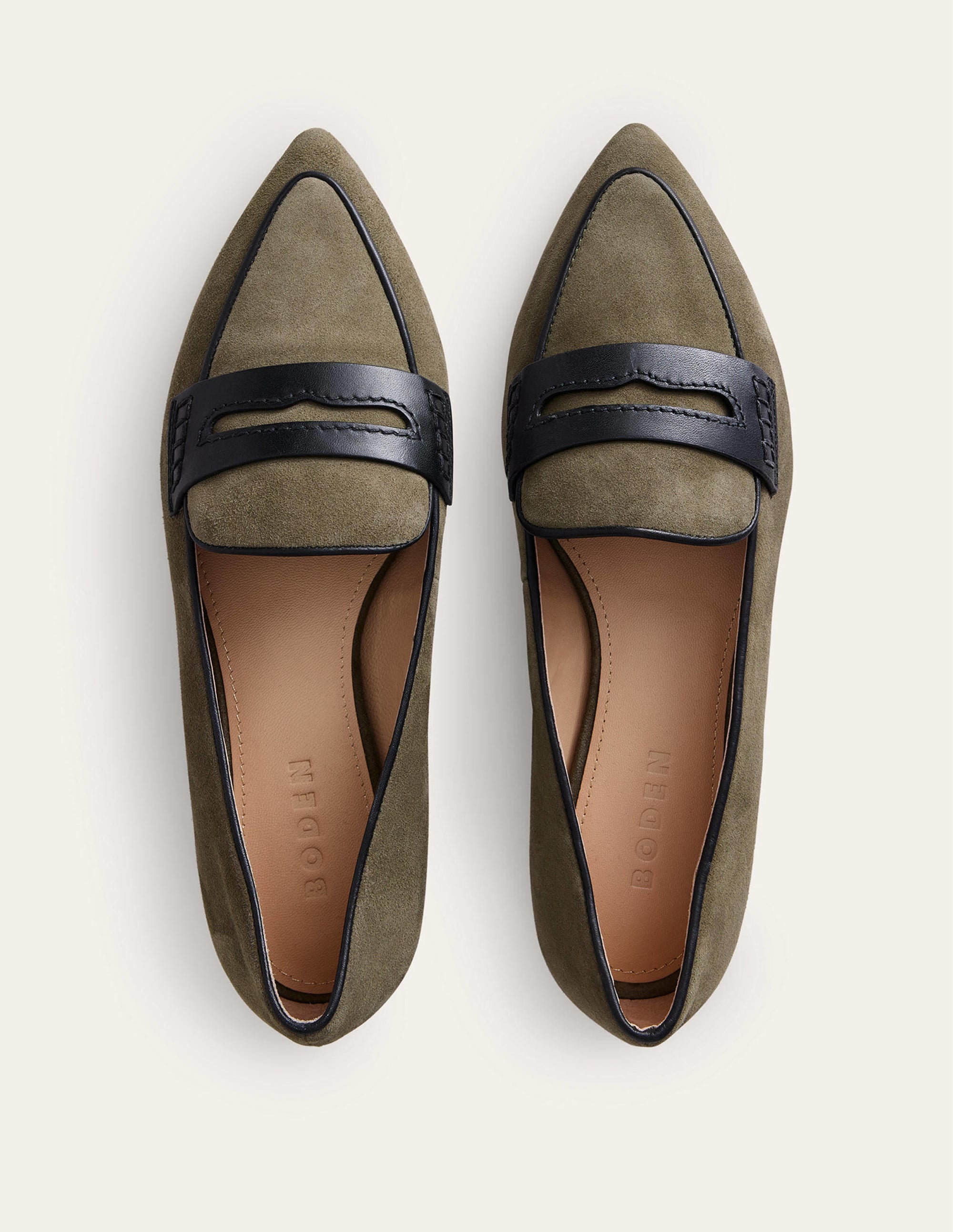  Pointed Loafers-Deep Olive Kid Suede、mySite、ashleygrahame
