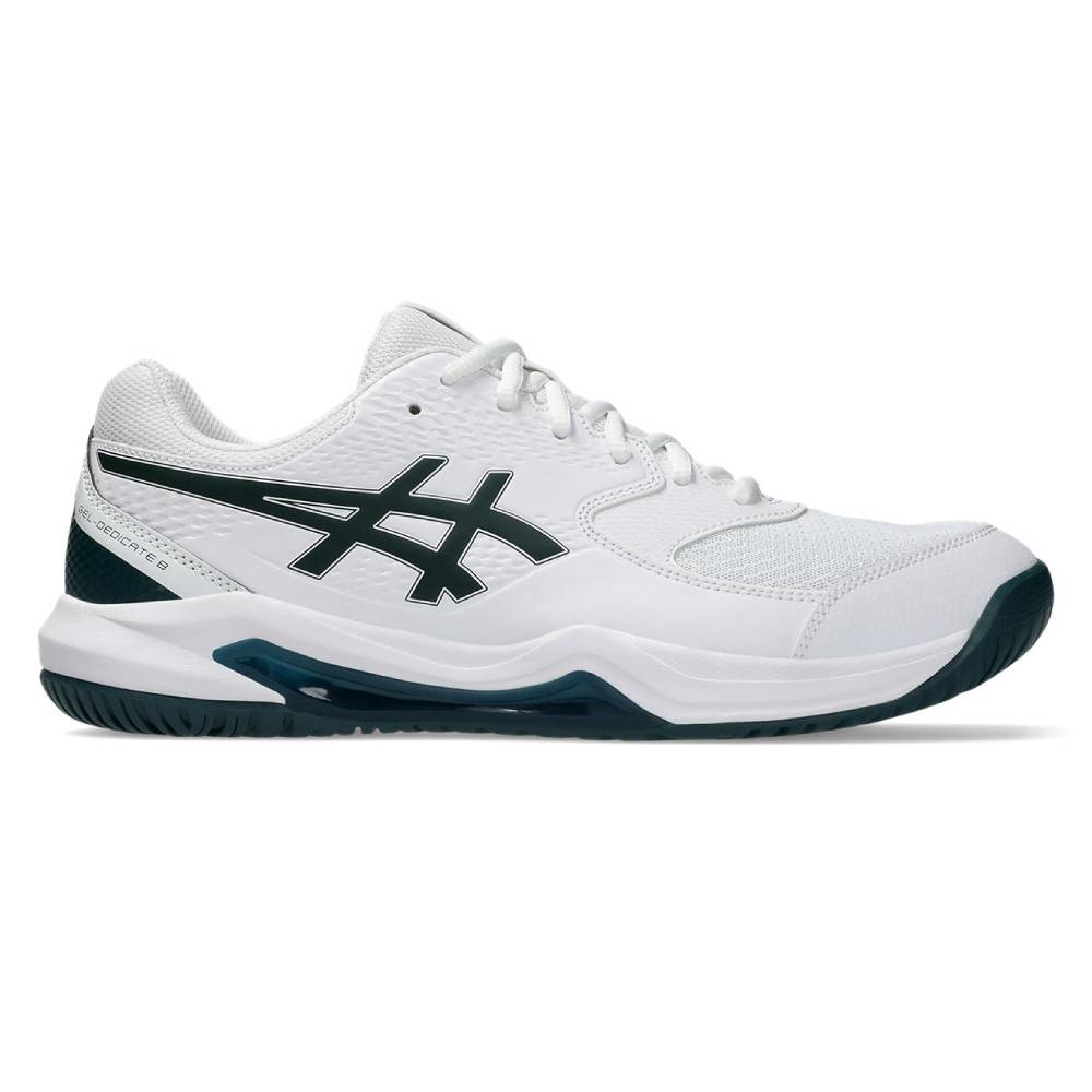 Asics Gel Dedicate 8 Wide Men's Tennis Shoe (White/Saxon Green)