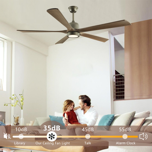 60" Modern Wood Ceiling Fan with Light and Remote Control,6-Speed Noiseless Reversible DC Motor, Ceiling Fan for Kitchen Dinning Living Room、、eastwooduniform