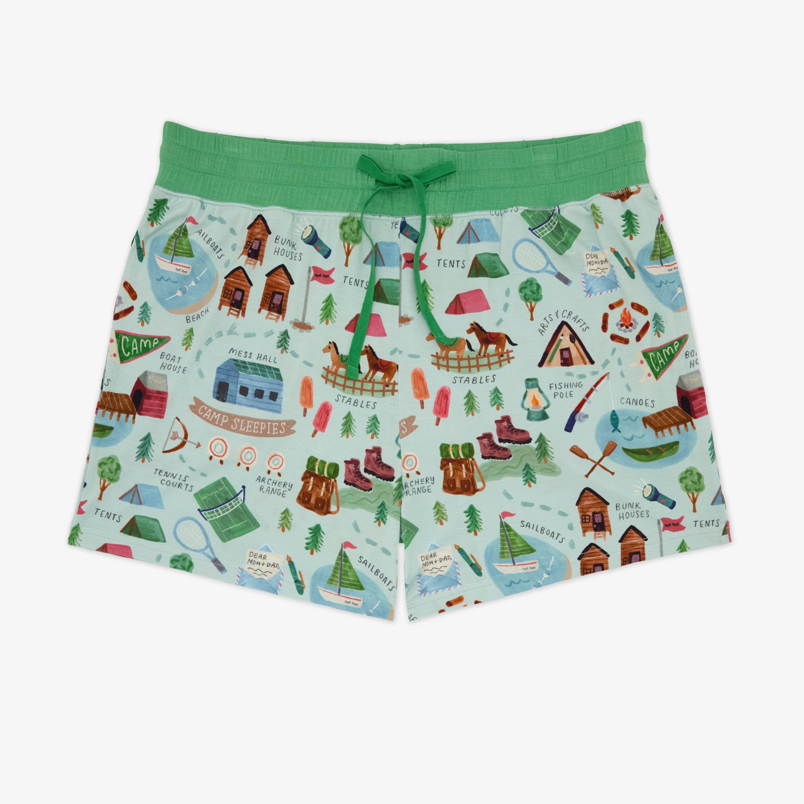 Green Camp Sleepies Women's Pajama Shorts、mySite、g9winljtr