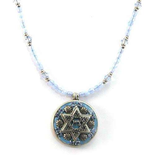 Michal Golan Light Blue Star of David on Beaded Necklace、mySite、topwebapps
