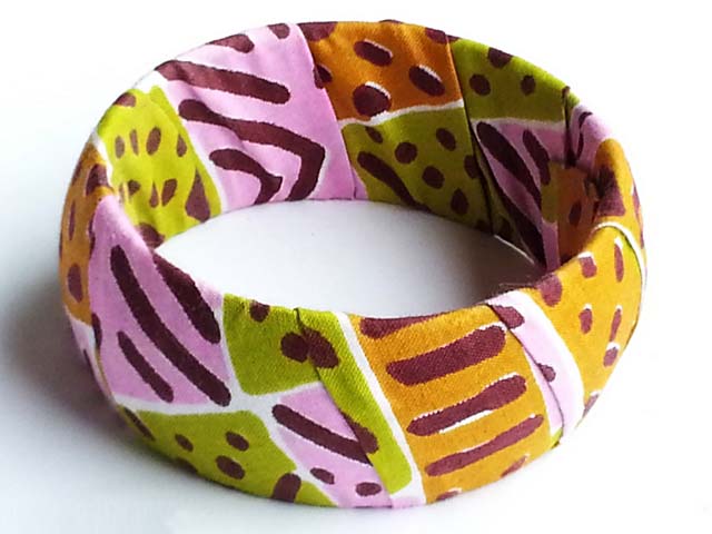 Pink Burgundy Brown Green White African Print Bangle-DPJ263、mySite、solidvoid