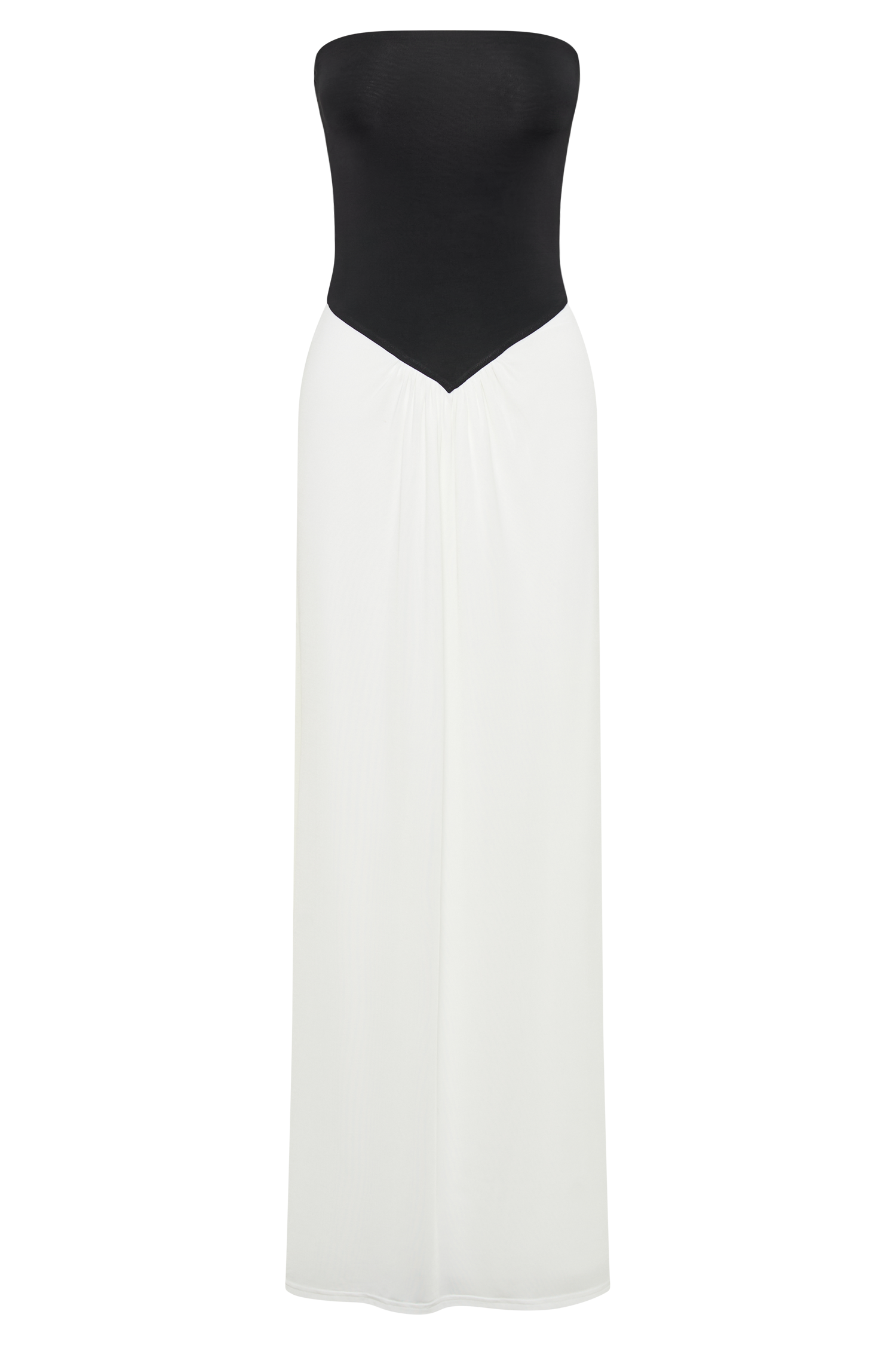Ruby Strapless Slinky Maxi Dress - Black/White、mySite、solidvoid