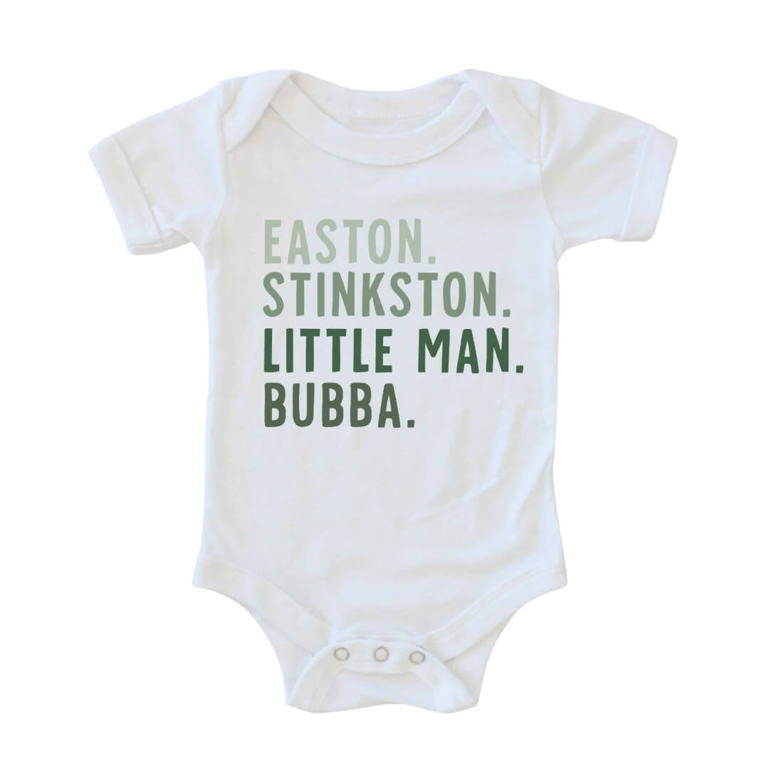  Personalized Green Nickname Graphic Bodysuit | White、mySite、layawaytickets
