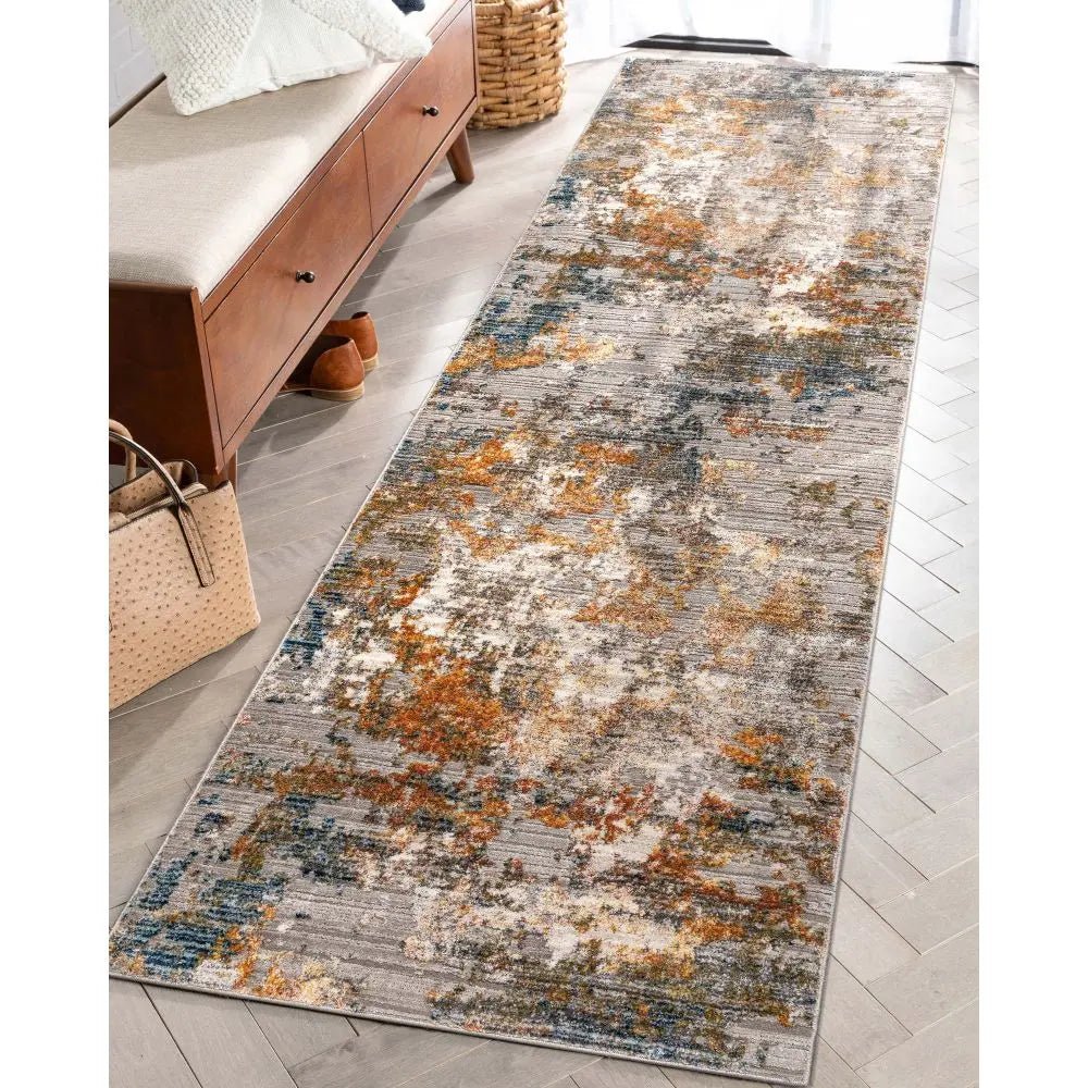 Abstract Modern Distressed Grey Multi High-Low Rug、mySite、gigharbornorthrealestate