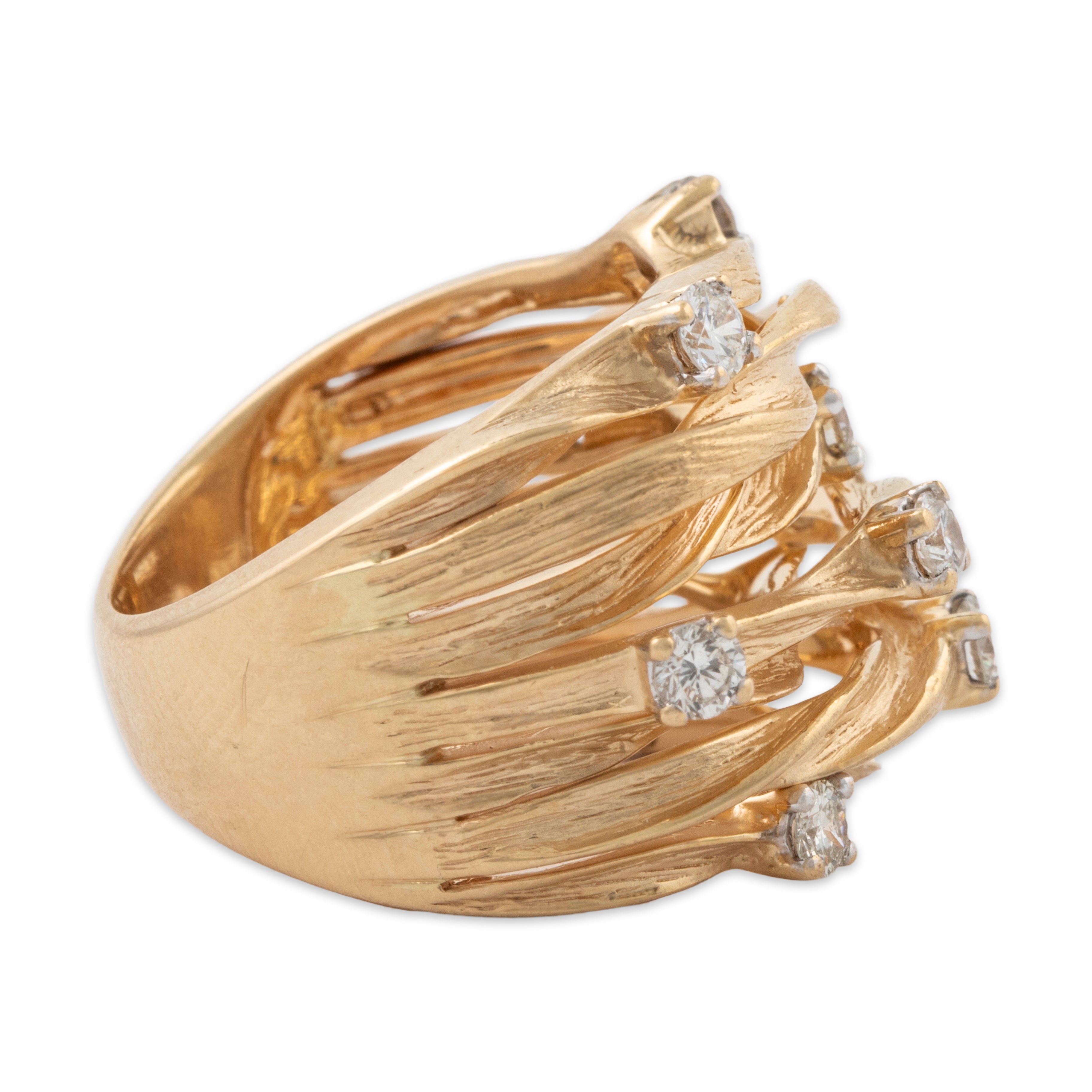Vintage Spectacular 14k Yellow Gold .78cttw Diamond Ribbons of Light Ring 6.50、mySite、hinf8tx79