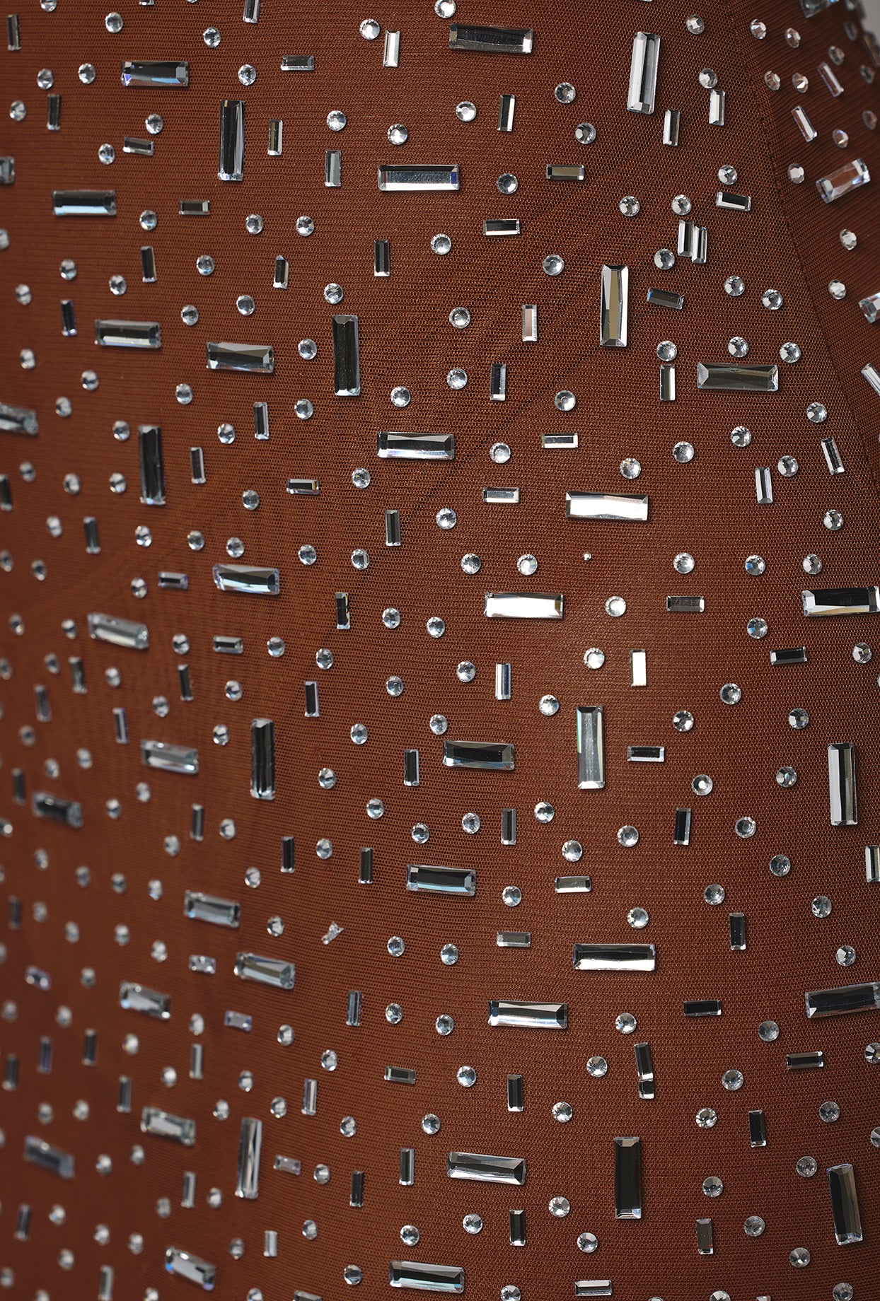 Sheer Embellished Long Sleeve Evening Gown in Mocha、mySite、solidvoid