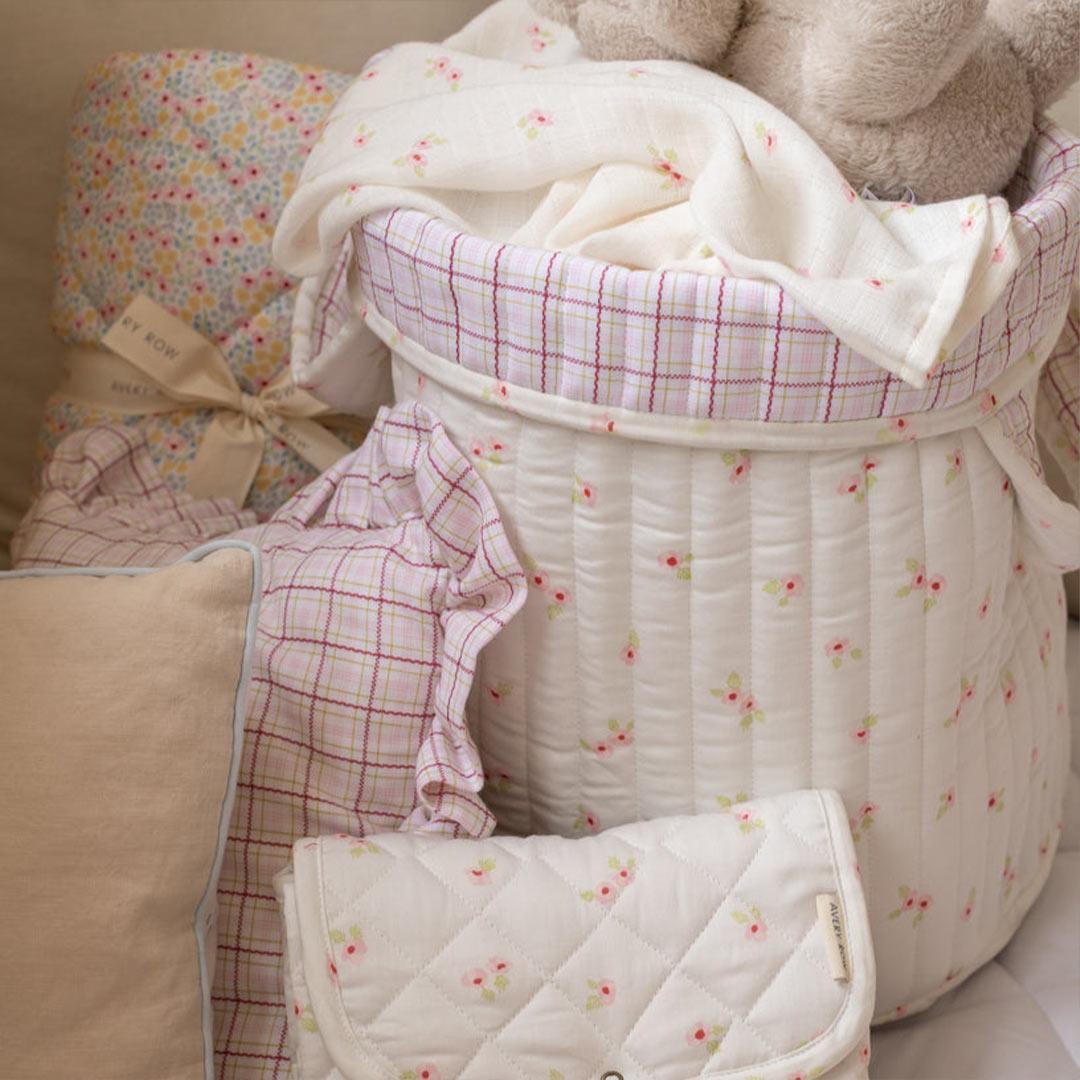  Avery Row Large Quilted Storage Basket - Anemone/Pink Check、mySite、merchandisen