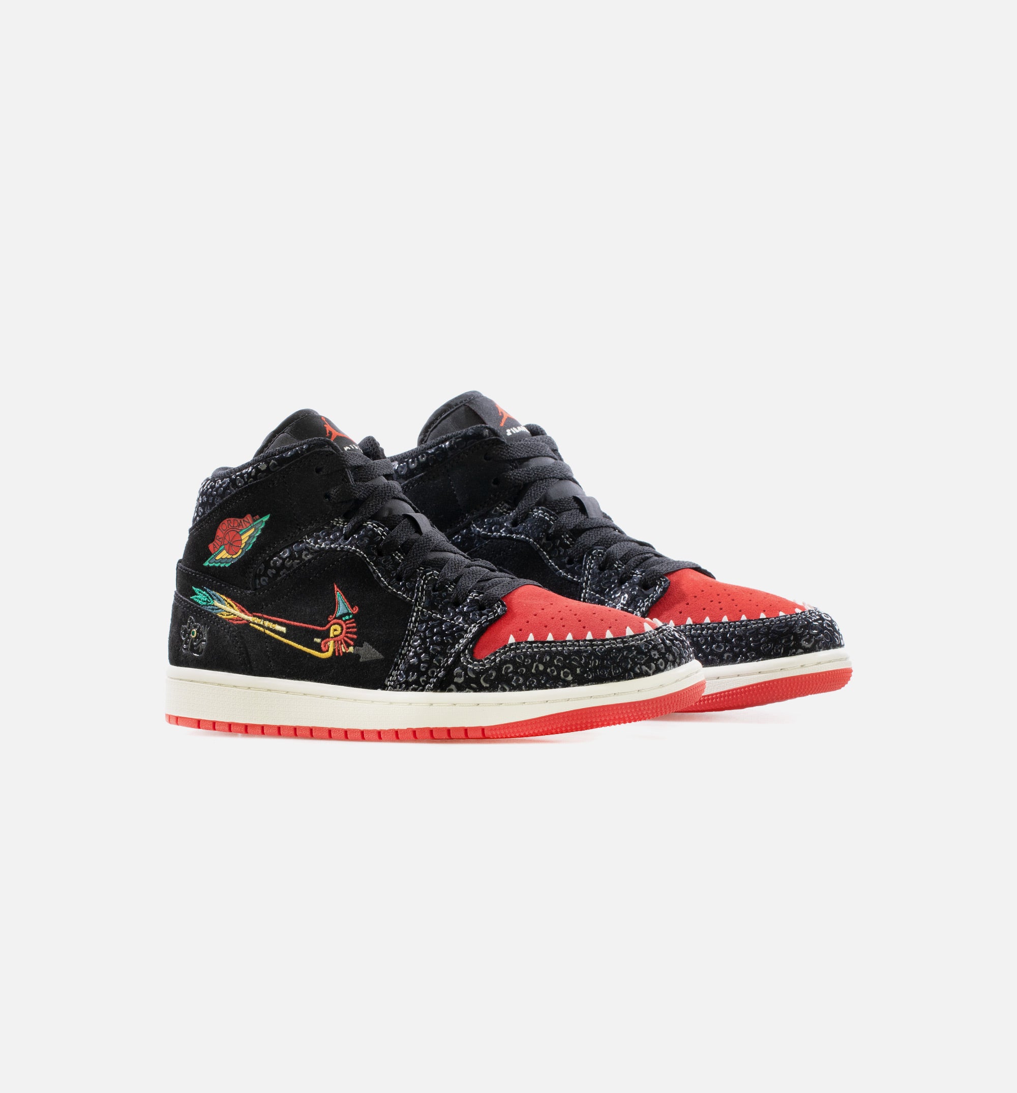 Air Jordan 1 Mid Siempre Familia Mens Lifestyle Shoe - Black/Sail/Roma Green/Chile Red、mySite、dreamappss