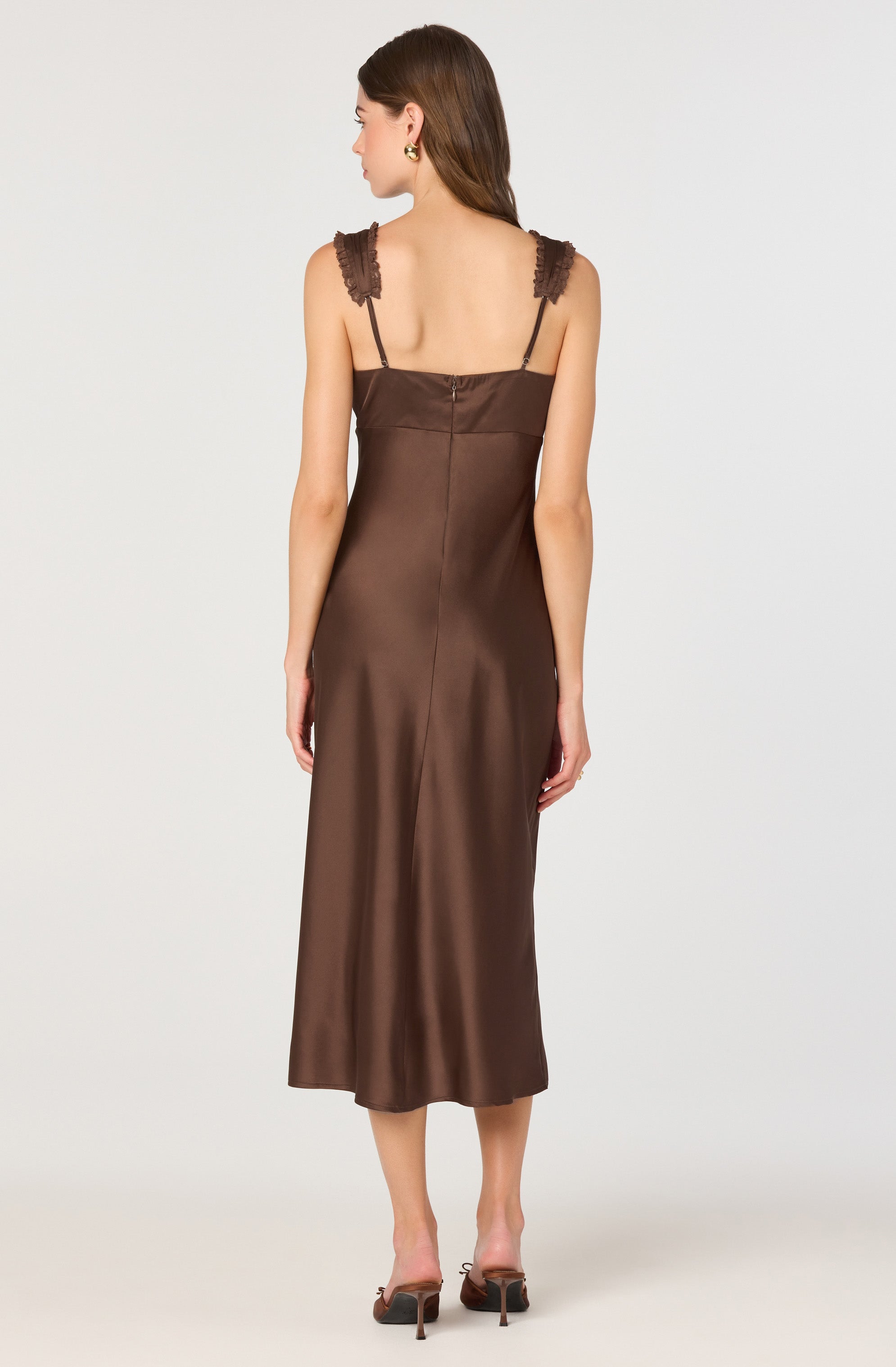 Lace Trim Satin Slip Dress、mySite、solidvoid