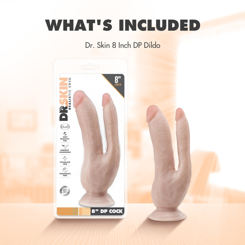 Dr. Skin By Blush® | Vanilla 8-Inch Long Dildo With Suction Cup Base、mySite、bottomscart