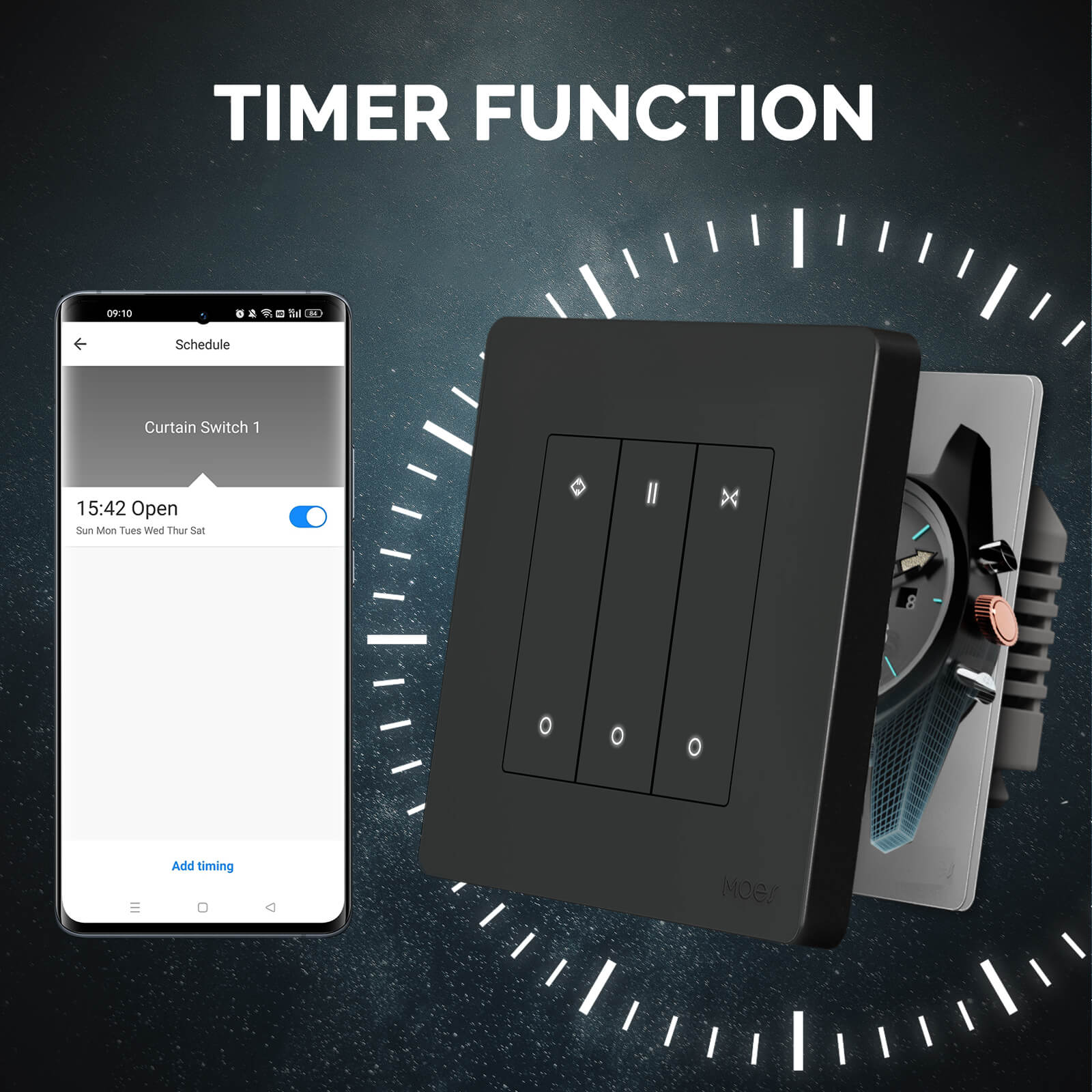 MOES ZigBee RF Smart Curtain Switch For Roller Shutter Electric Curtains Blind Motor Support Timing & Remote Control、mySite、fannypackpong