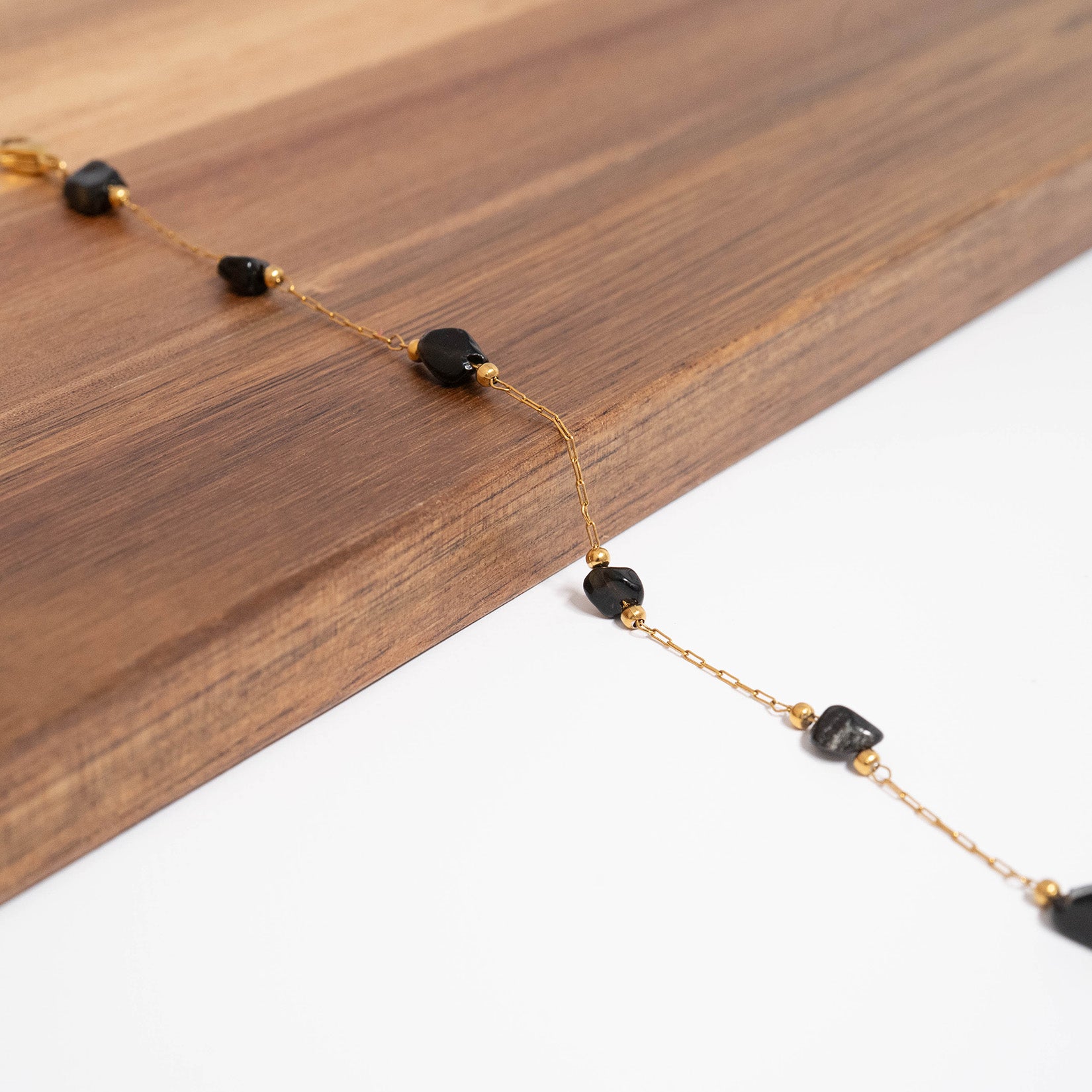 18K Gold PVD Stainless Steel Beaded Stone Chain - By The Foot / SPL1017、mySite、dreamappss