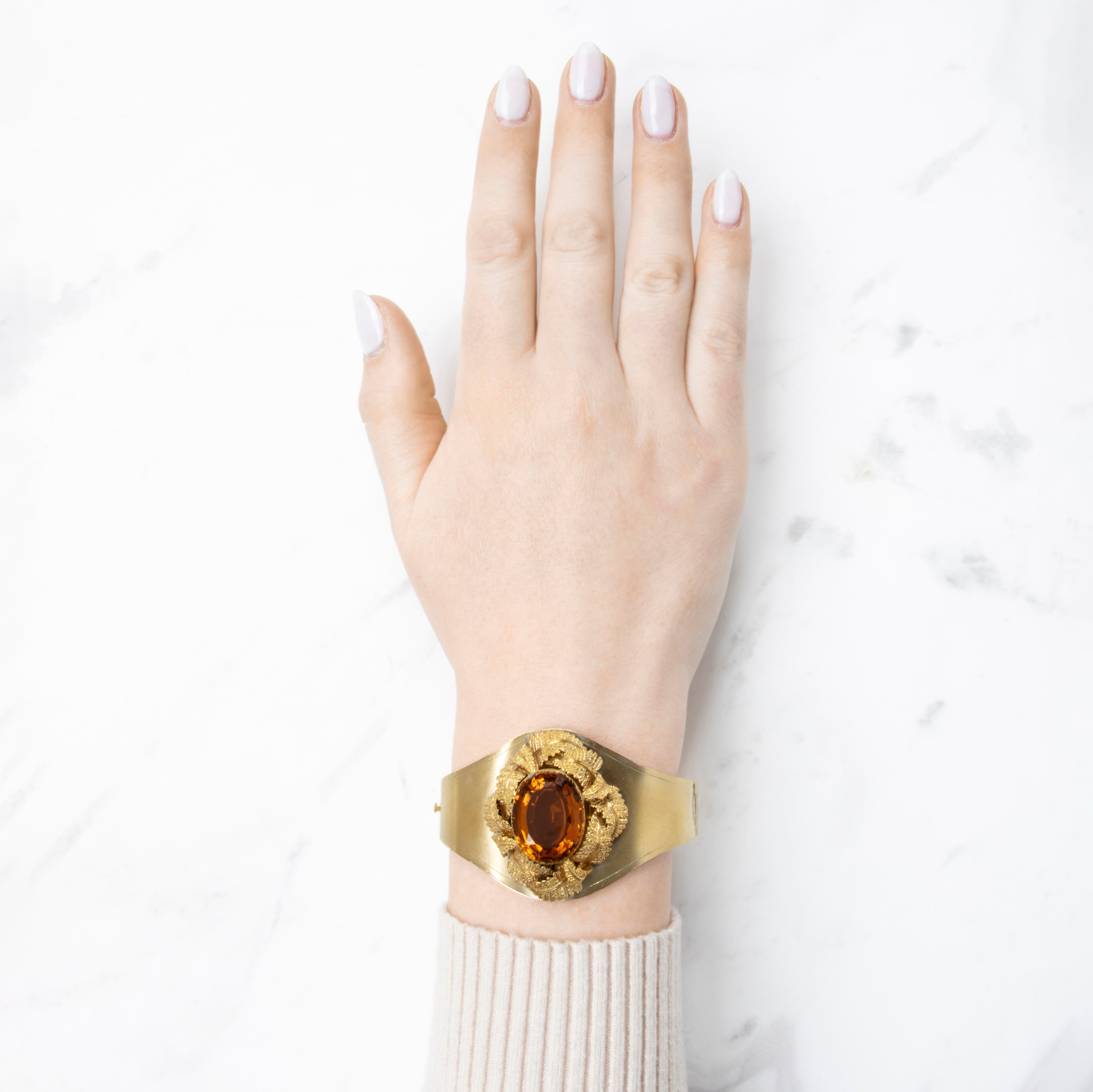 Antique Victorian 14k Yellow Gold 15.96ct Citrine Statement Hinged Bracelet 6.5、mySite、hinf8tx79