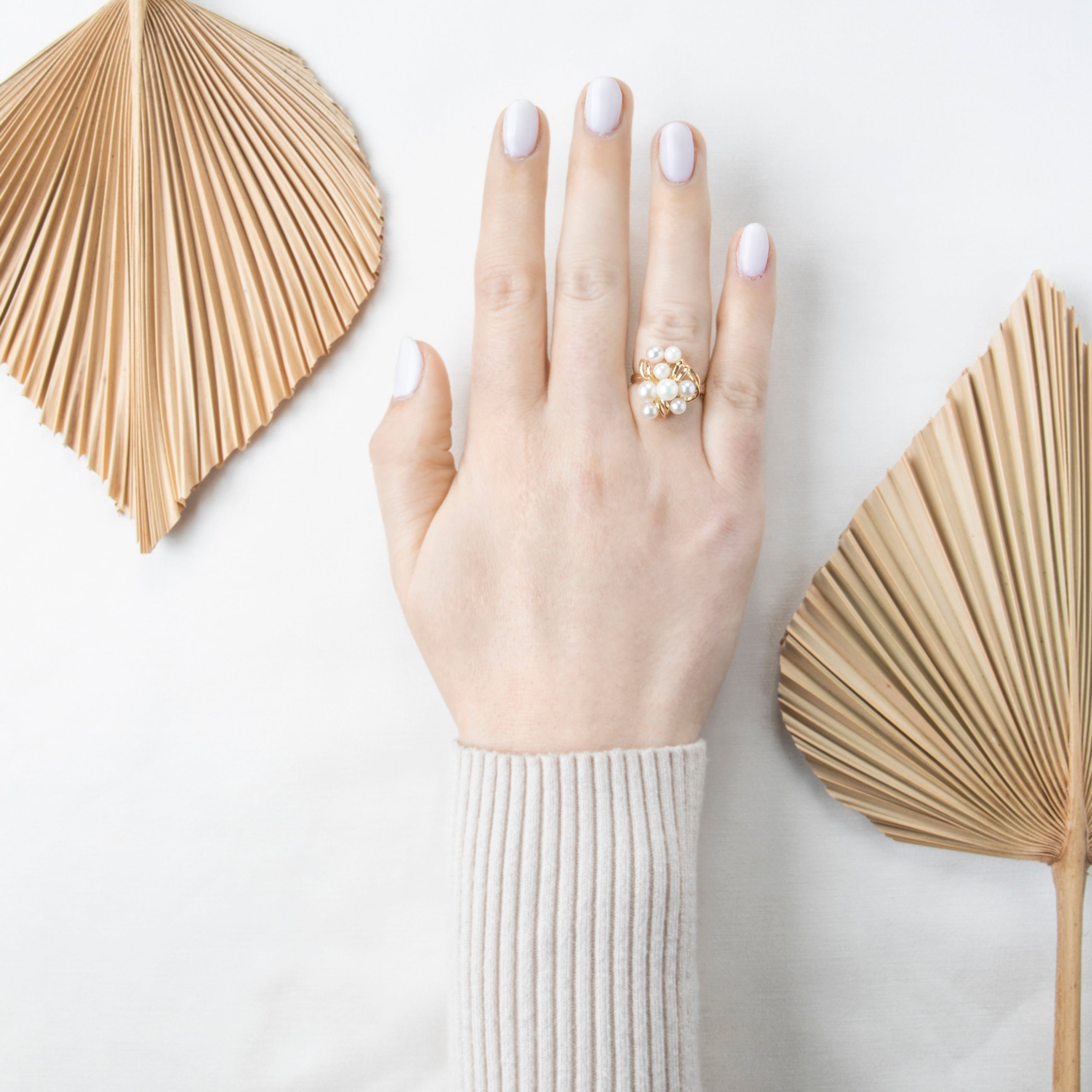 Vintage 14k Yellow Gold Pearl Cluster Cocktail Ring 6.25、mySite、hinf8tx79