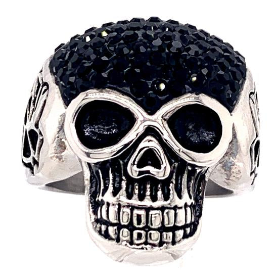 Skull With Tiny Black CZ Accents Stainless Steel Ring / SCR3107、mySite、dreamappss