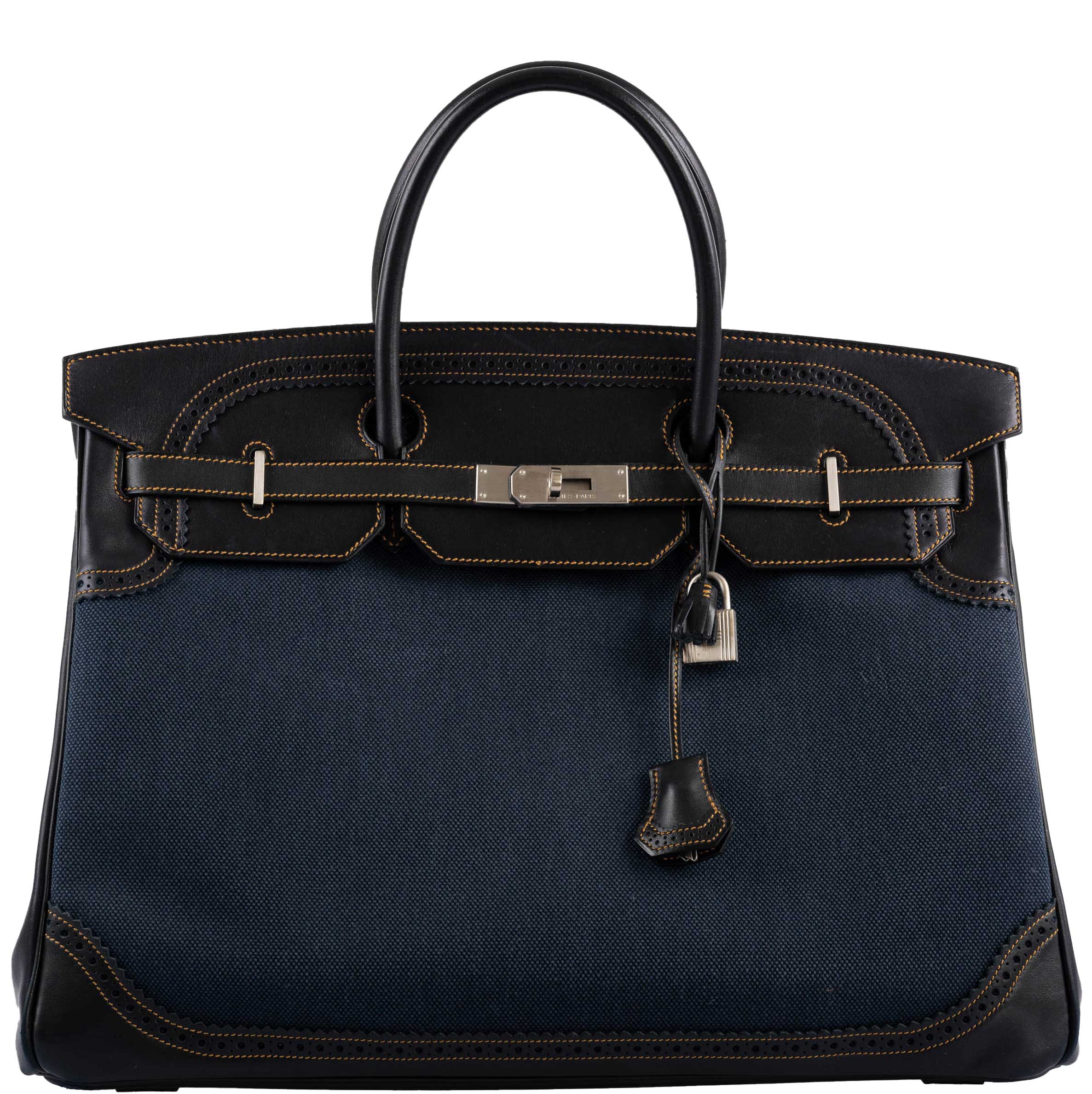Hermès Ghillies Birkin 40 Indigo Denim and Black Tadelakt Brushed Palladium Hardware、mySite、garminoutage.com
