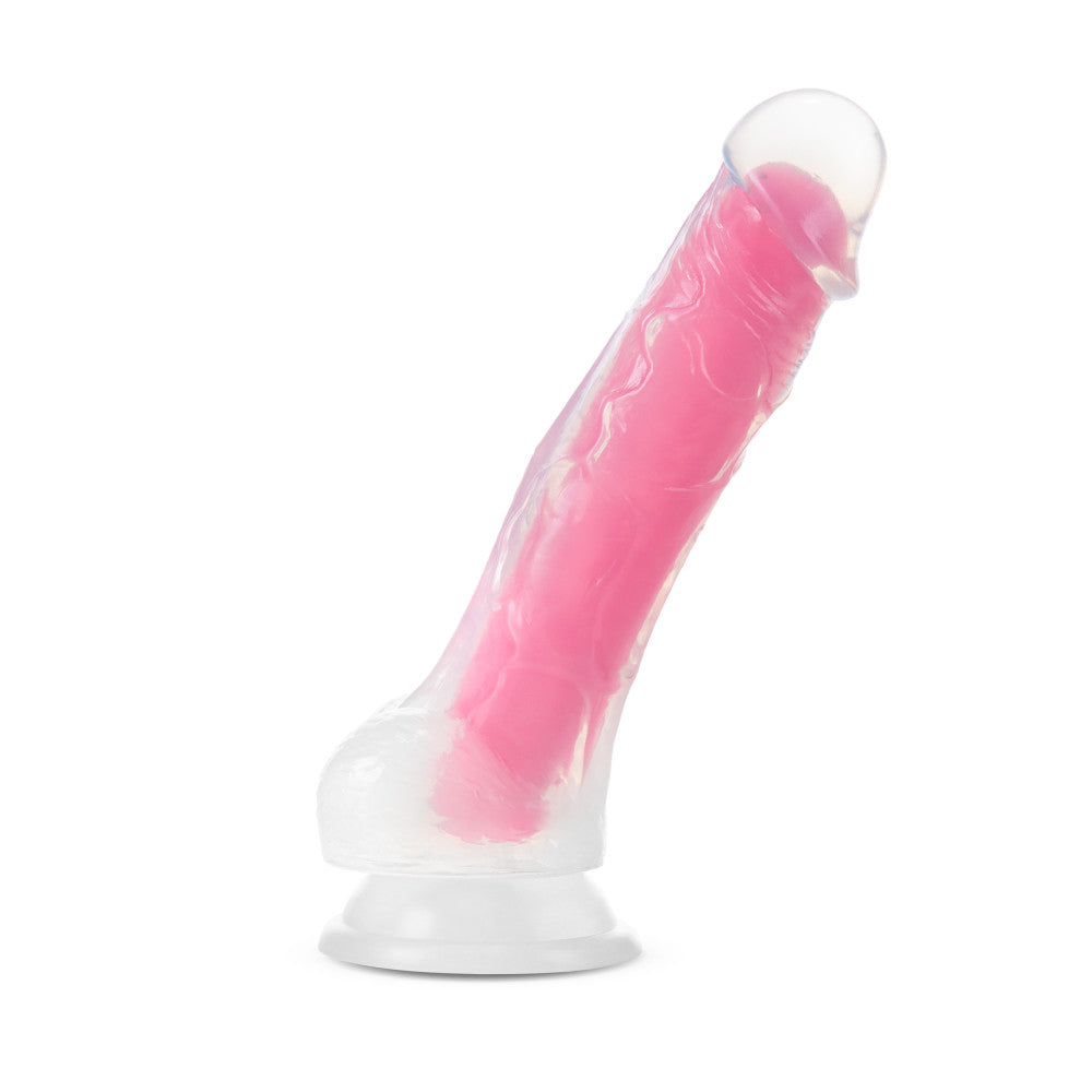 Neo Elite By Blush® | Paradise Glow In The Dark Neon Pink: 7.5-Inch Long Dildo - Made with Purio™ Silicone & SensaFeel® Dual Density Realistic Technology、mySite、bottomscart