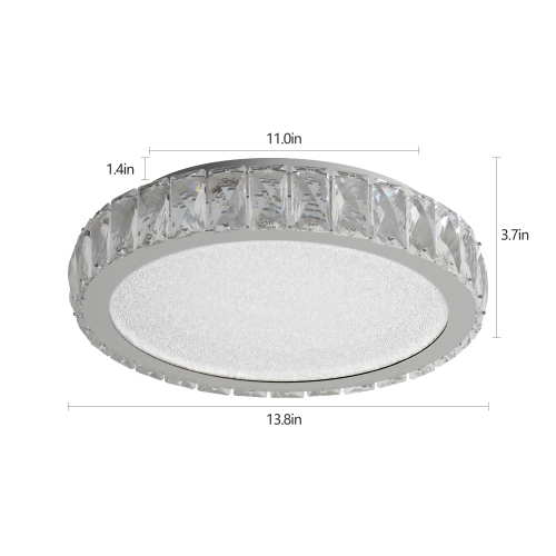 Crystal LED Ceiling Light, 19.7-Inch Flush Mount, 45W Dimmable Modern Fixture, Energy-Saving, Perfect for Living Room, Bedroom, Kitchen、、eastwooduniform