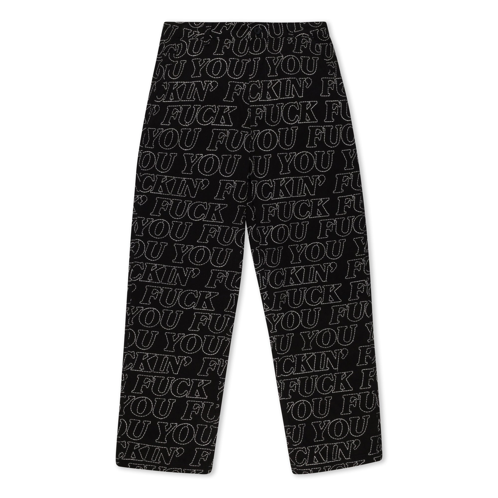  Fuckin Fuck Quilted Wide Leg Pants (Black)、mySite、merchandisen