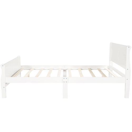 Wood Platform Bed Twin Bed Frame Mattress Foundation Sleigh Bed with Headboard/Footboard/Wood Slat Support、、casual