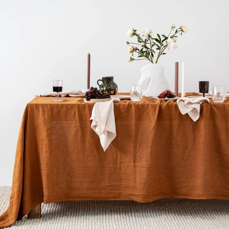 Pure Linen Table Cover | Cinnamon Brown、mySite、camillekostekn