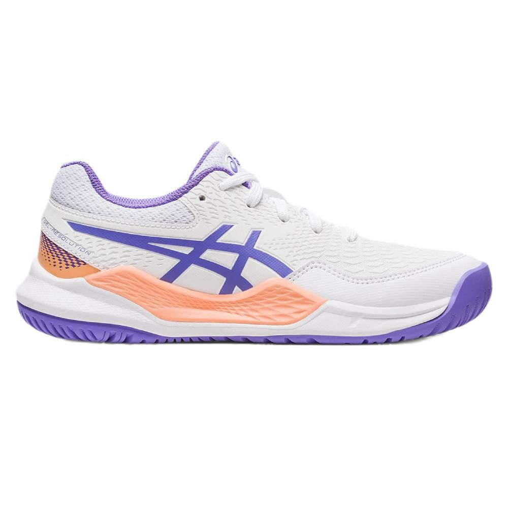Asics Gel Resolution 9 GS Junior Tennis Shoe (White/Purple)